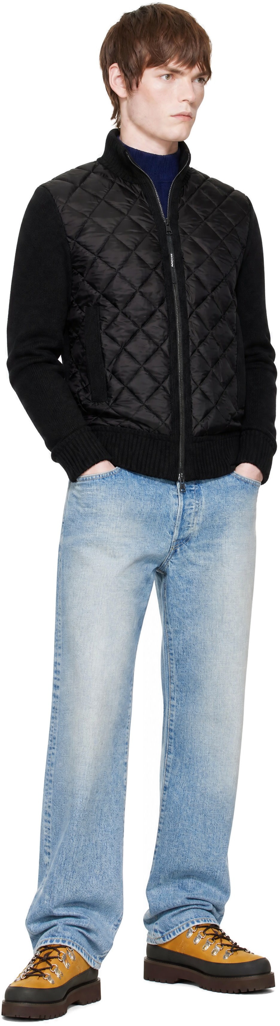 Moncler - Black Wool & Nylon Down Cardigan