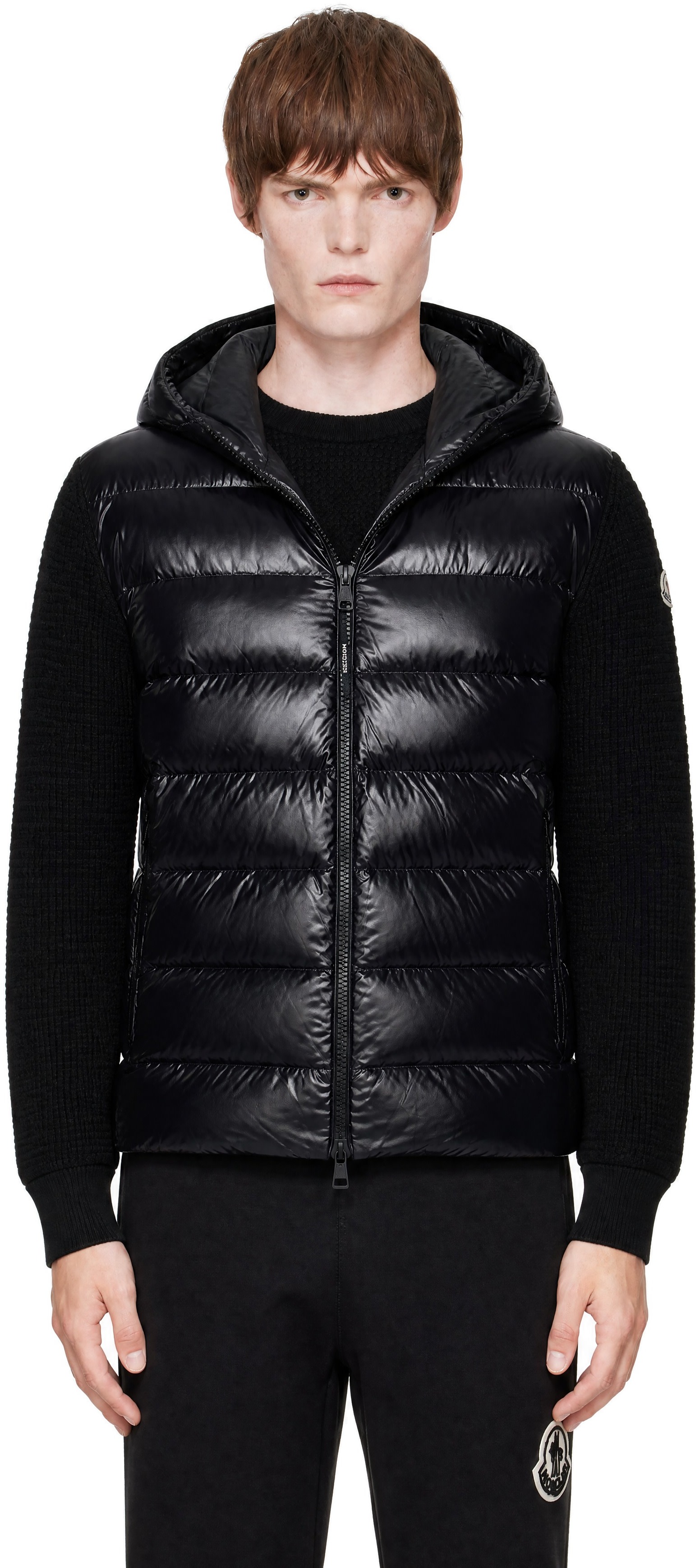 Moncler - Black Down & Wool Zip-Up Jacket