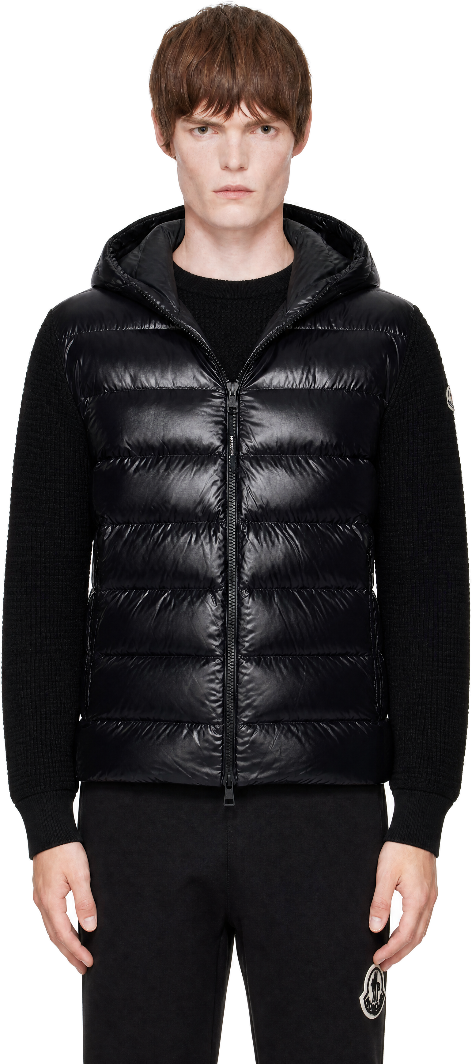 Moncler - Black Down & Wool Zip-Up Jacket