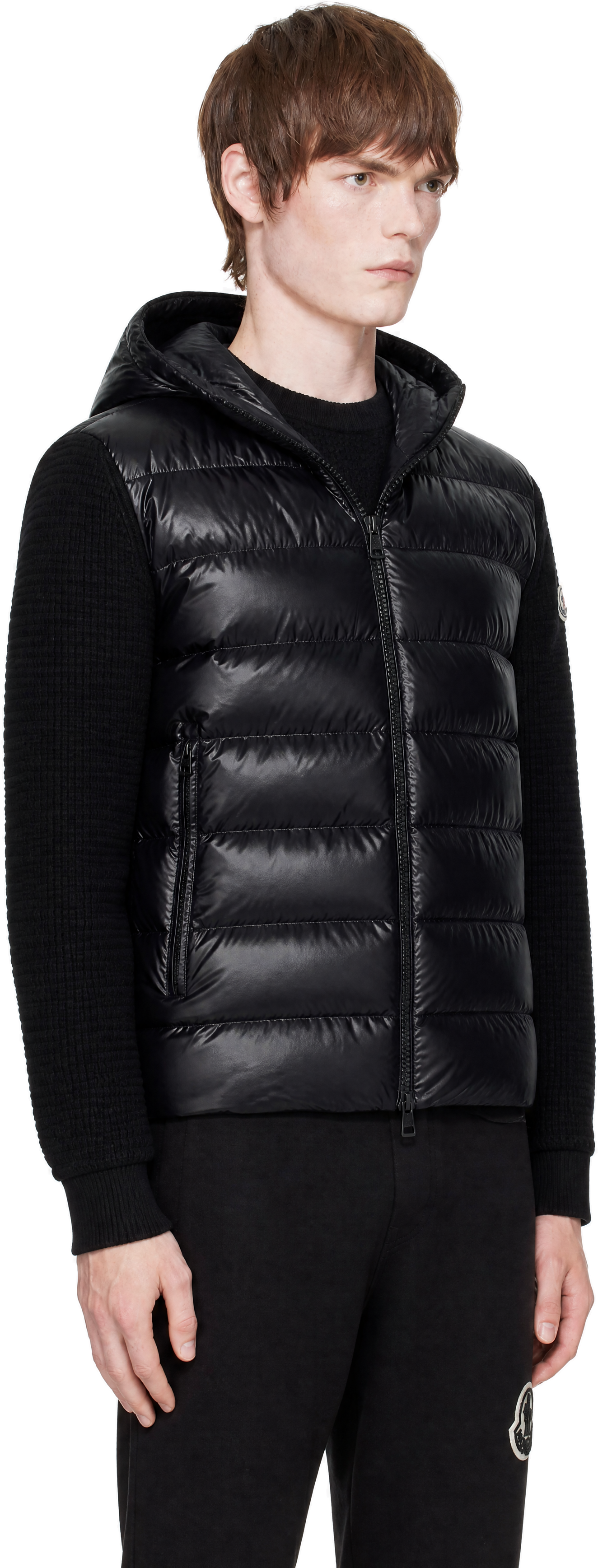 Moncler - Black Down & Wool Zip-Up Jacket
