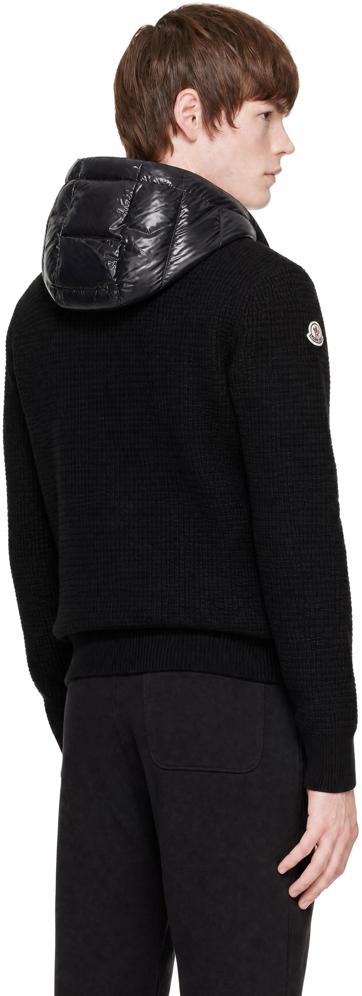 あ*す様 ⭕️MONCLER ブラック ジップアップジャケットS Moncler: ブラック ダウン＆ウール ジップアップジャケット | SSENSE 日本