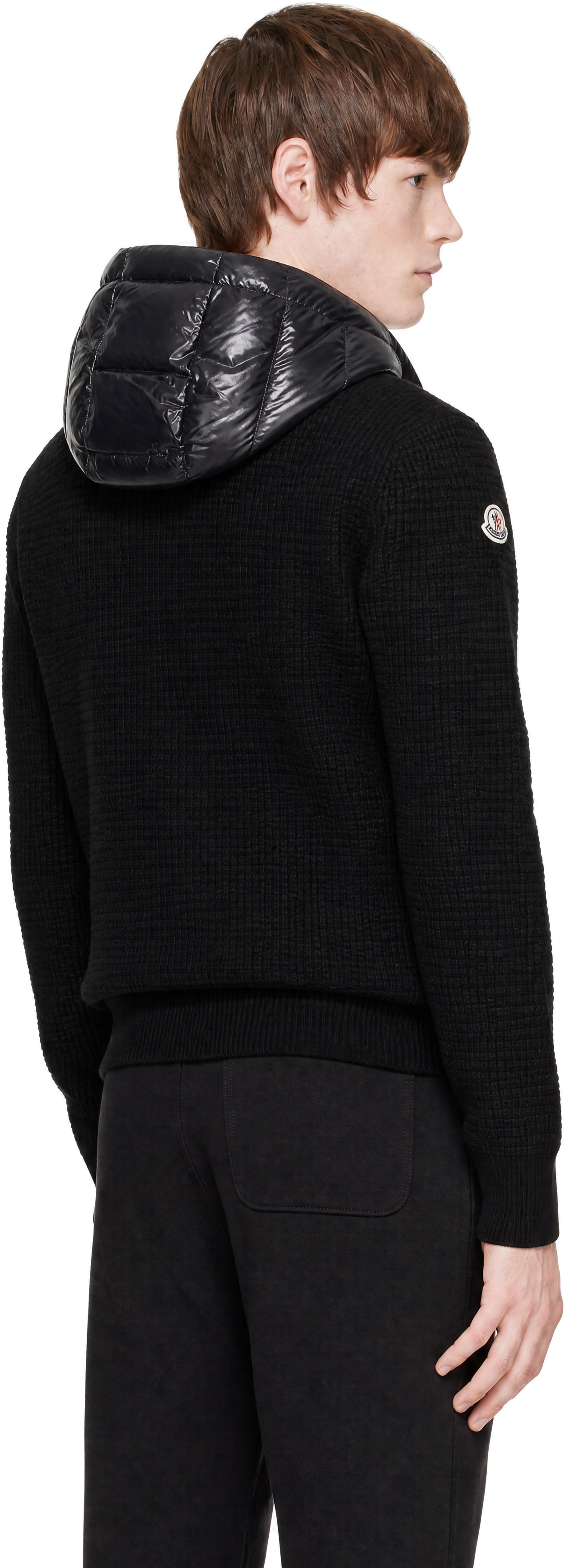 Moncler - Black Down & Wool Zip-Up Jacket