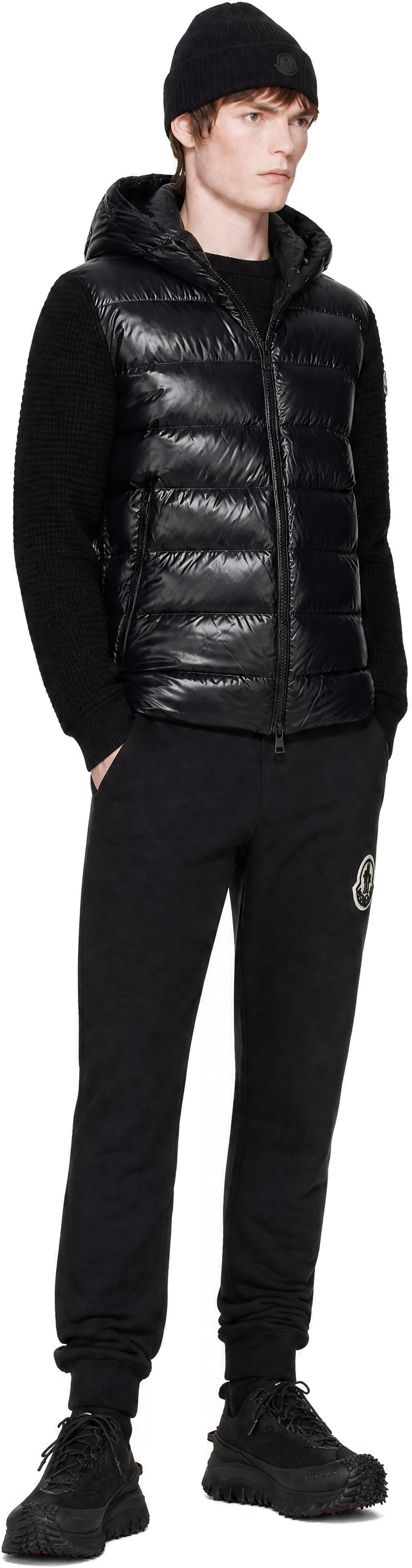 Moncler - Black Down & Wool Zip-Up Jacket