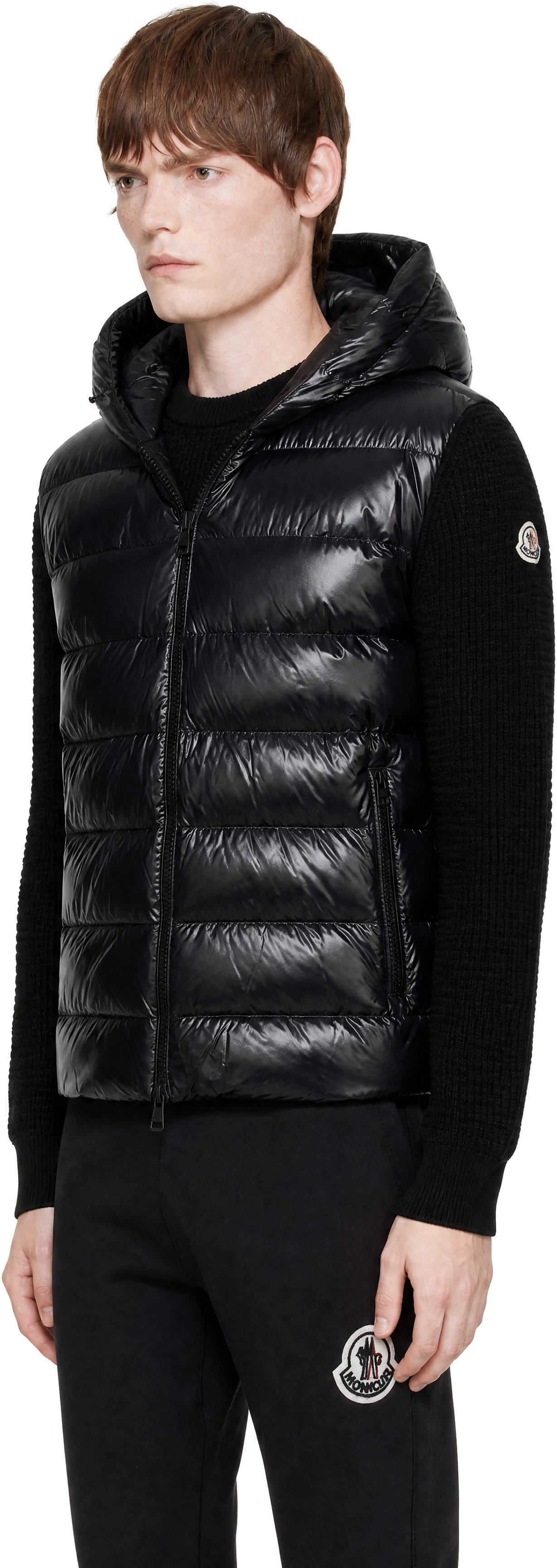 Moncler - Black Down & Wool Zip-Up Jacket