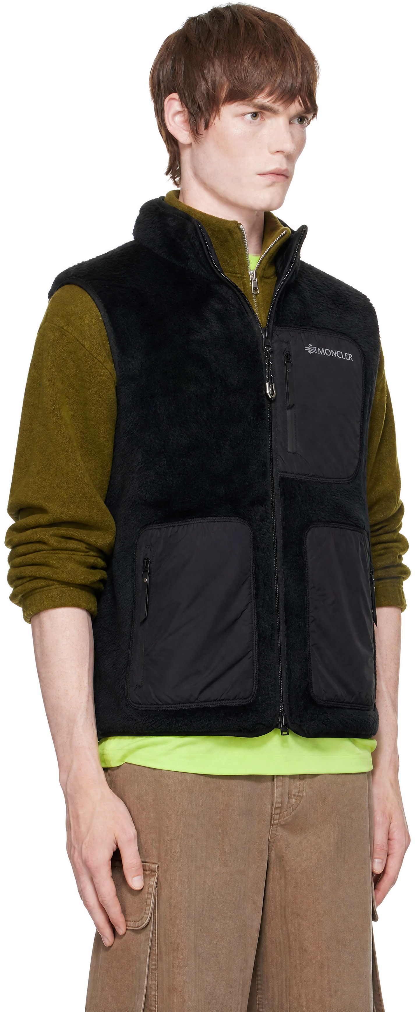 Moncler - 블랙 리버서블 플리스 다운 베스트