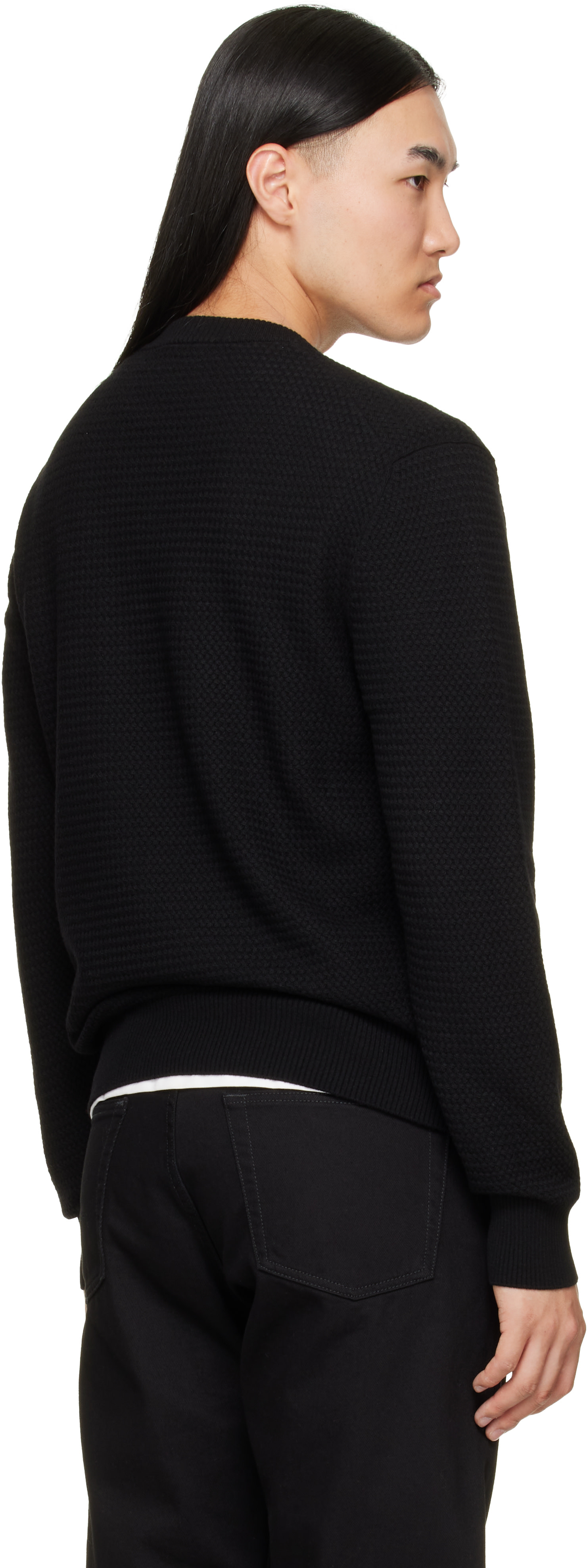 Moncler - Pull texturé noir en cachemire et laine