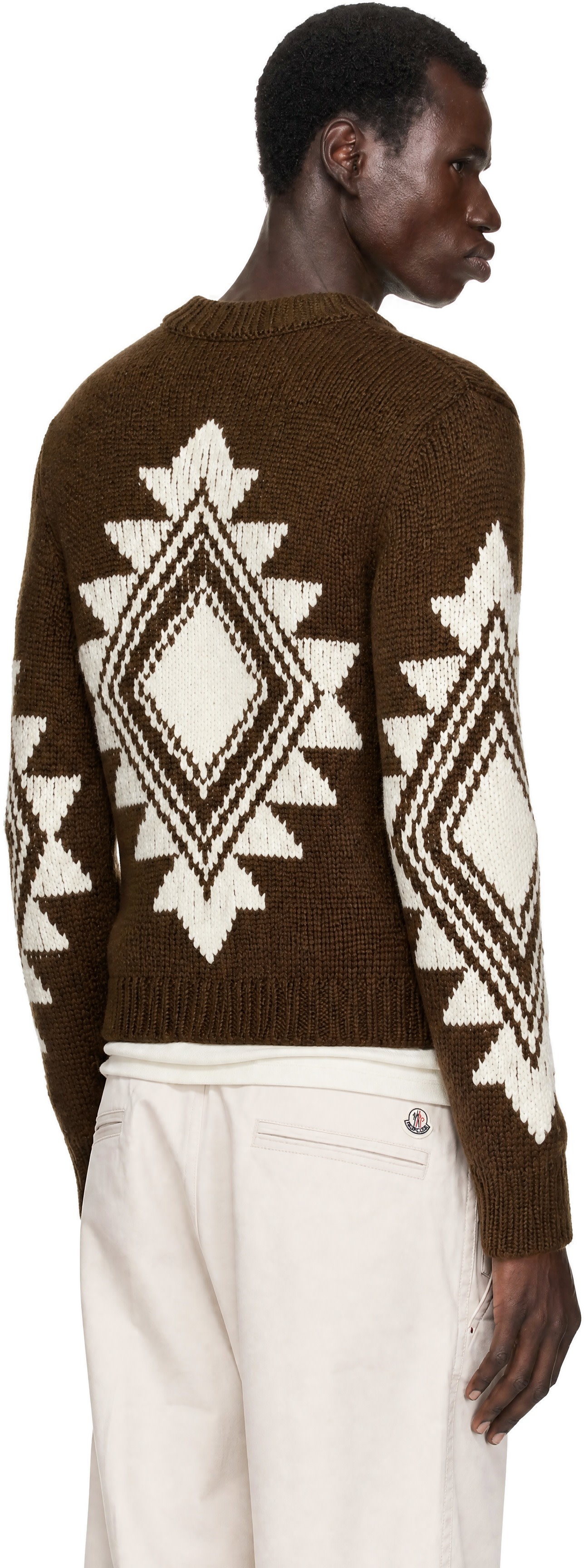 Moncler - Brown Geometric Jacquard Wool Blend Sweater