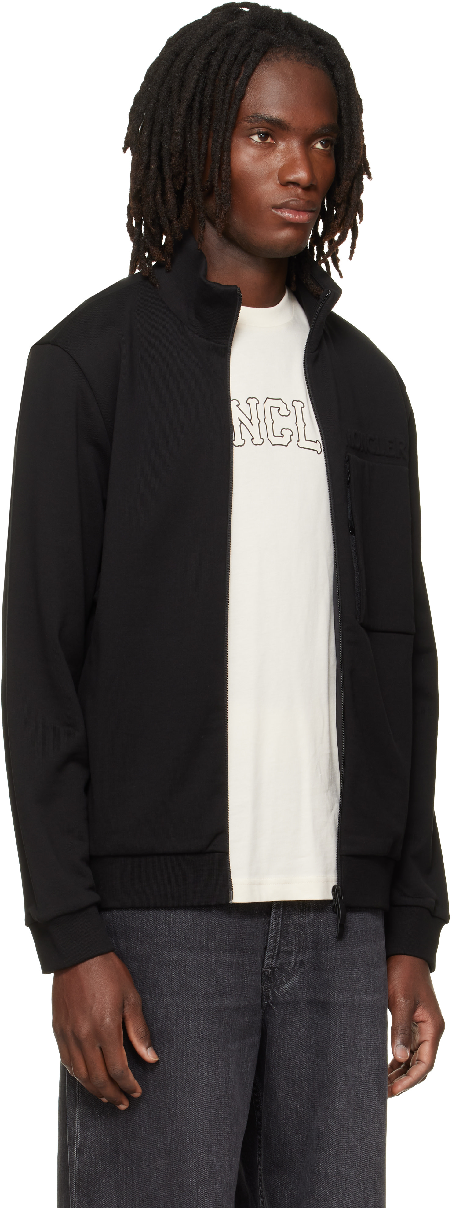 Moncler - Pull molletonné noir à glissière