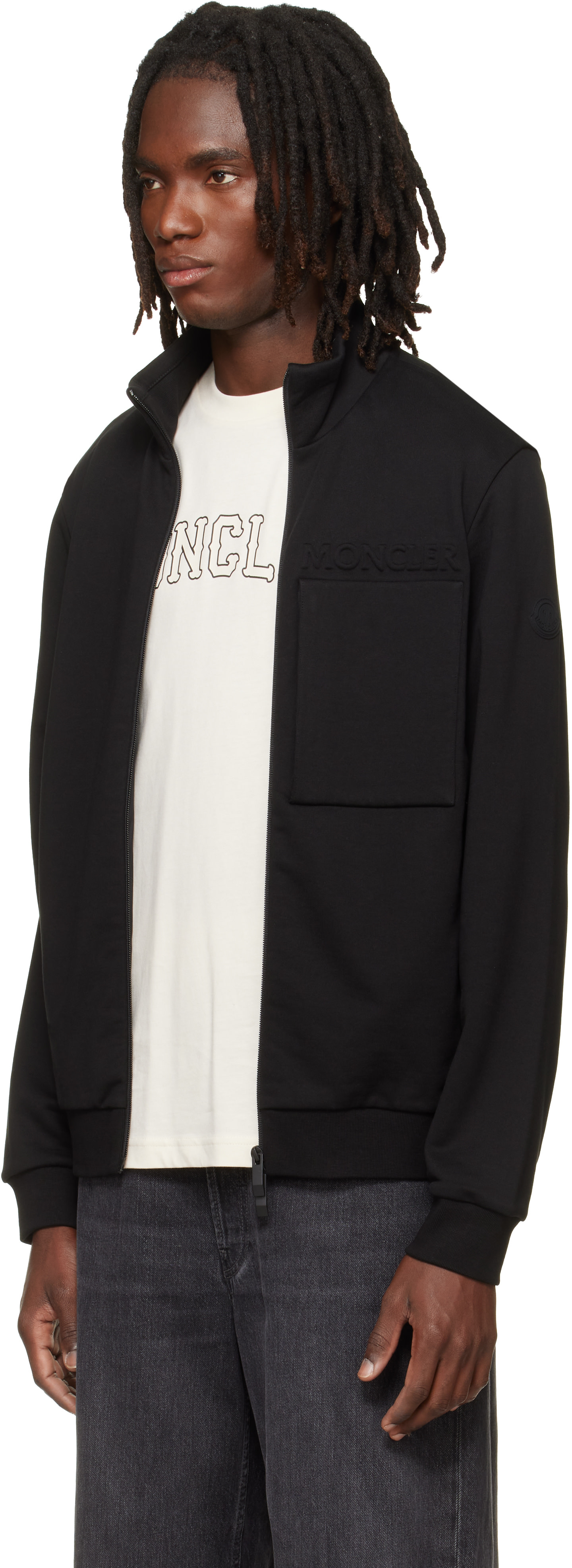 Moncler - Pull molletonné noir à glissière