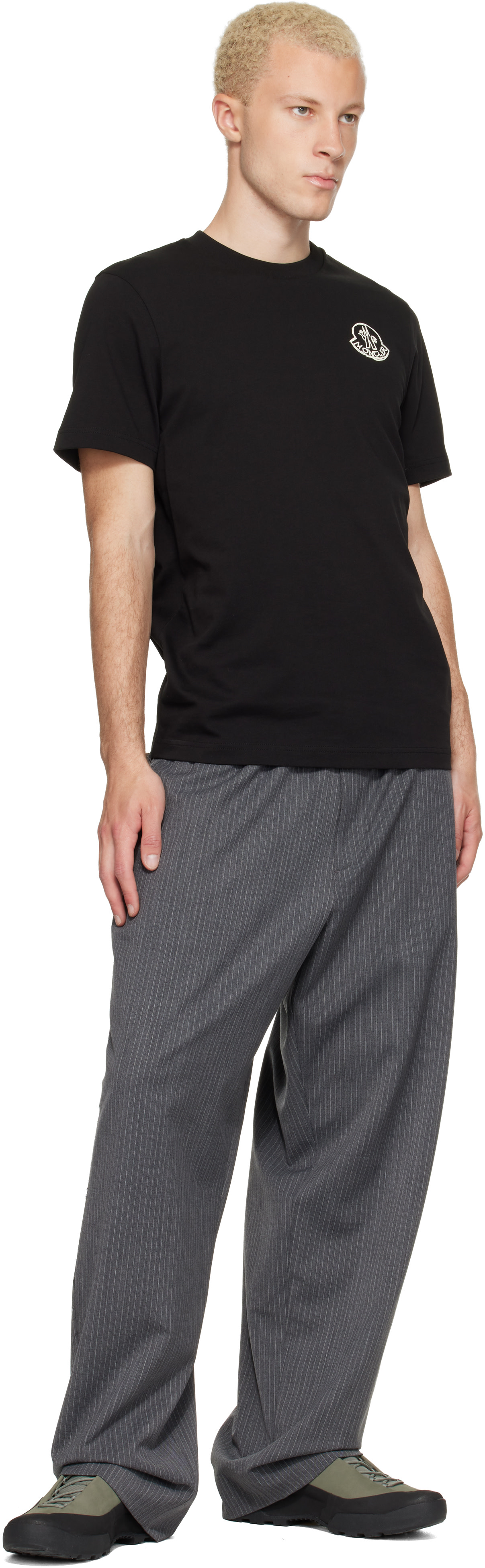 MONCLER ロゴネック Tシャツ ブラック S Moncler: Black S/S T-shirt | SSENSE