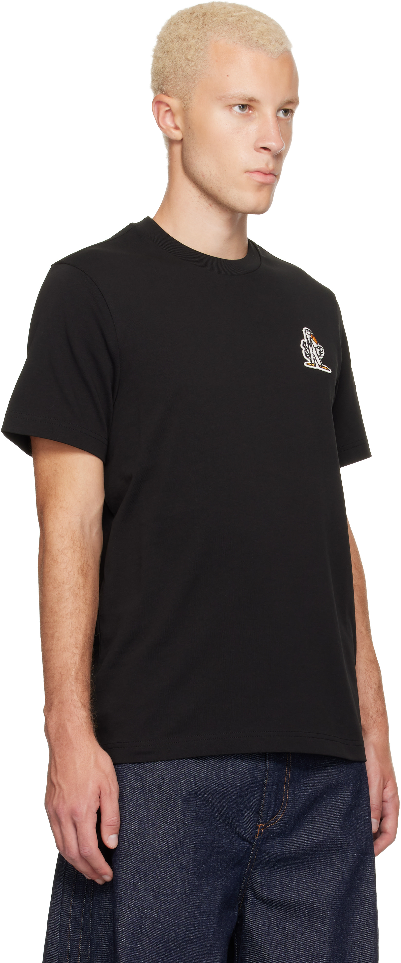Moncler: ブラック ロゴ コットン Tシャツ | SSENSE 日本