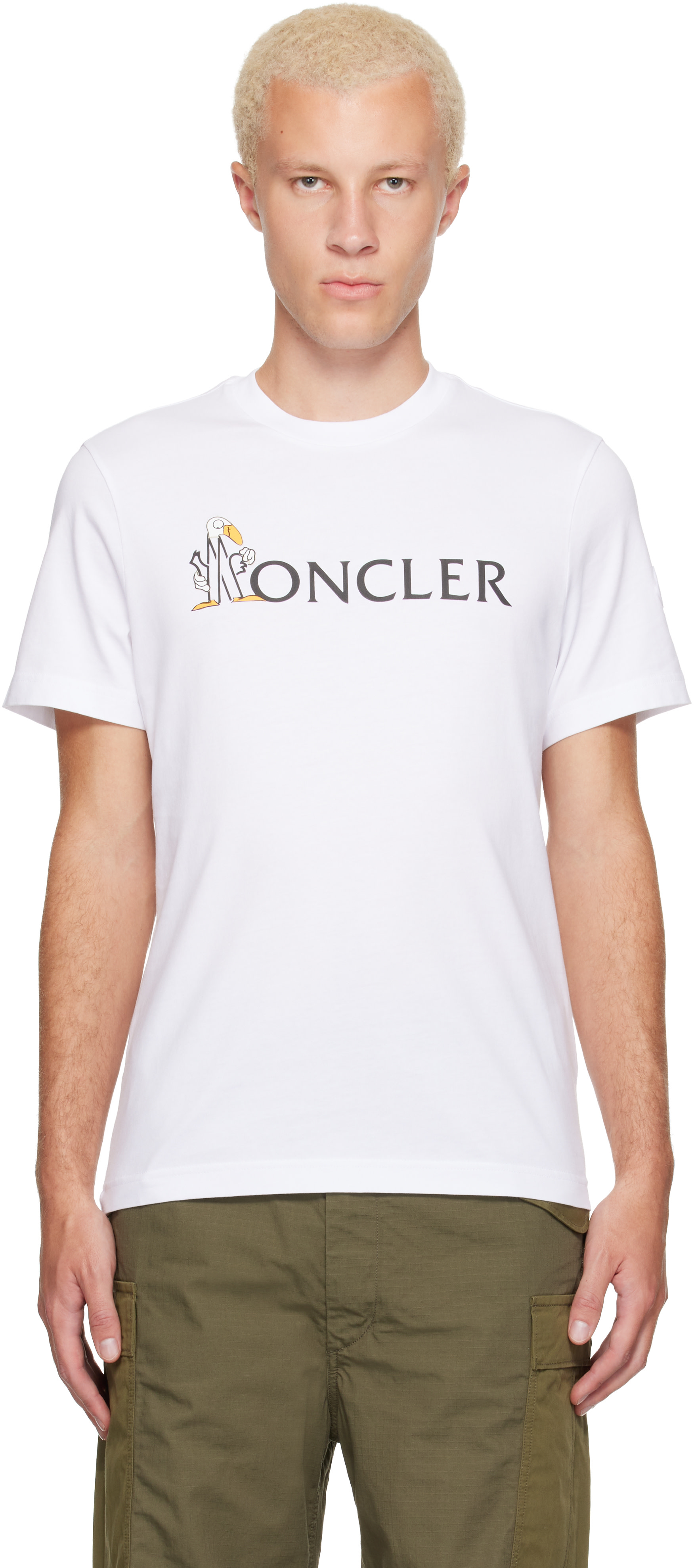 Moncler: White Logo Cotton T-shirt | SSENSE