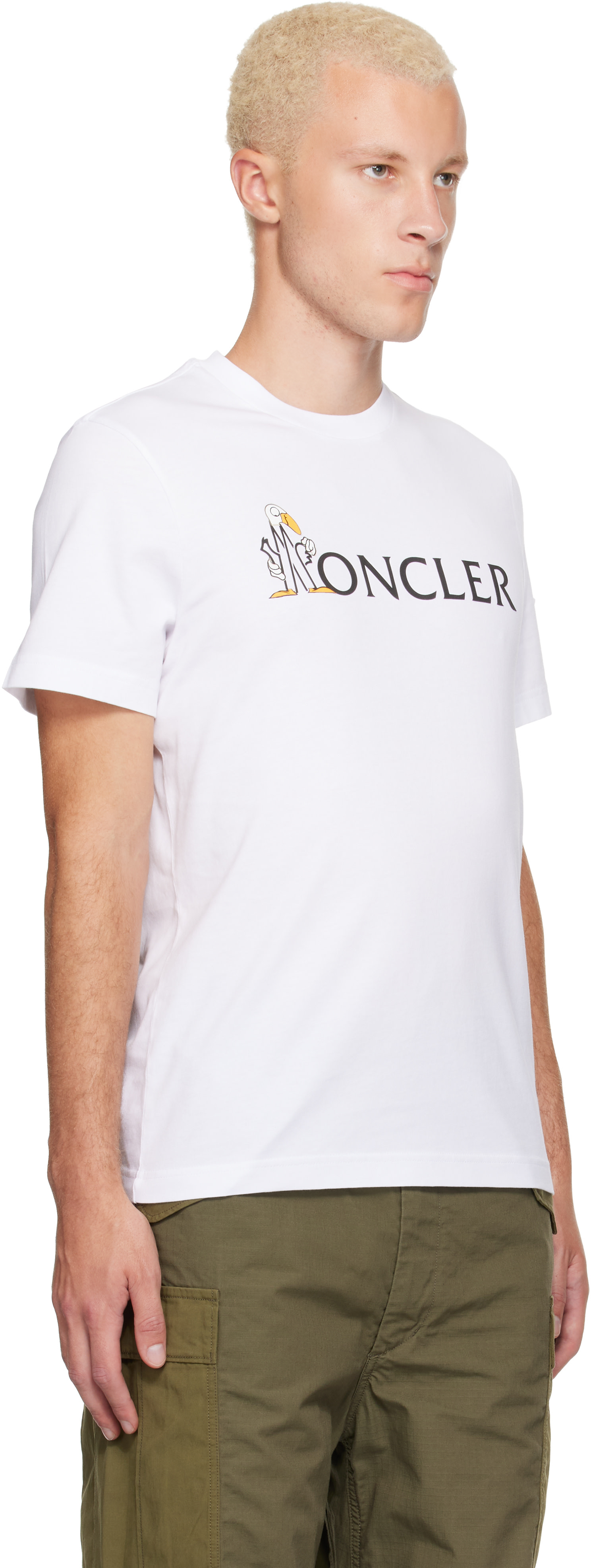 Moncler: White Logo Cotton T-shirt | SSENSE