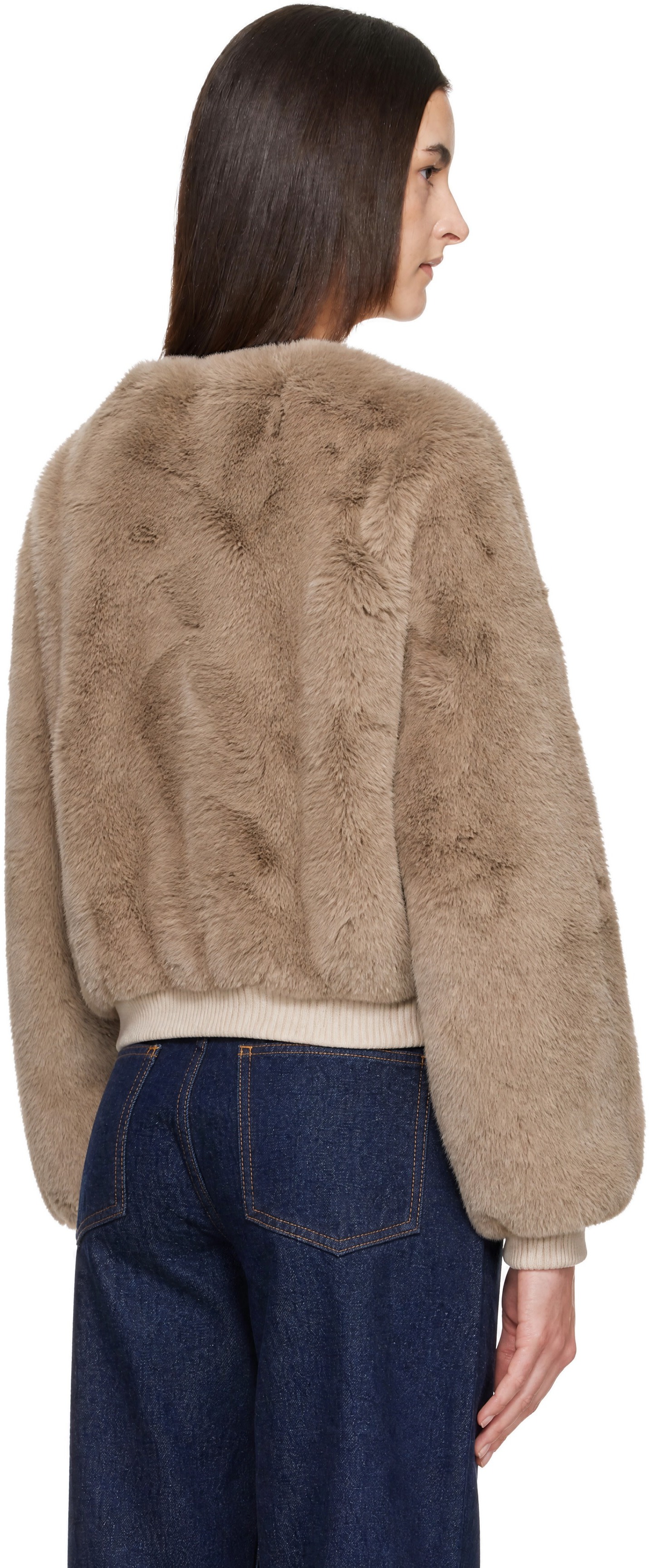 The Frankie Shop: トープ Senna Collarless フェイクファー 
