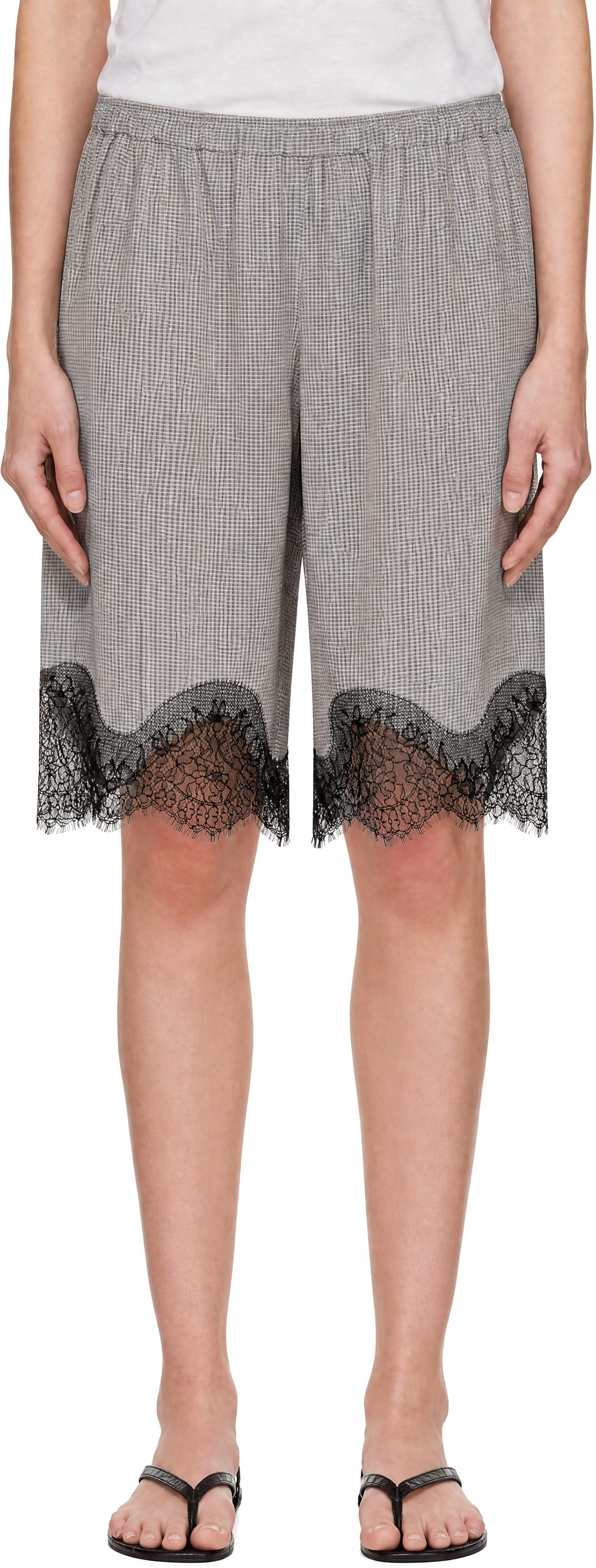 The Frankie Shop: Gray Baxter Lace Bermuda Shorts | SSENSE Canada