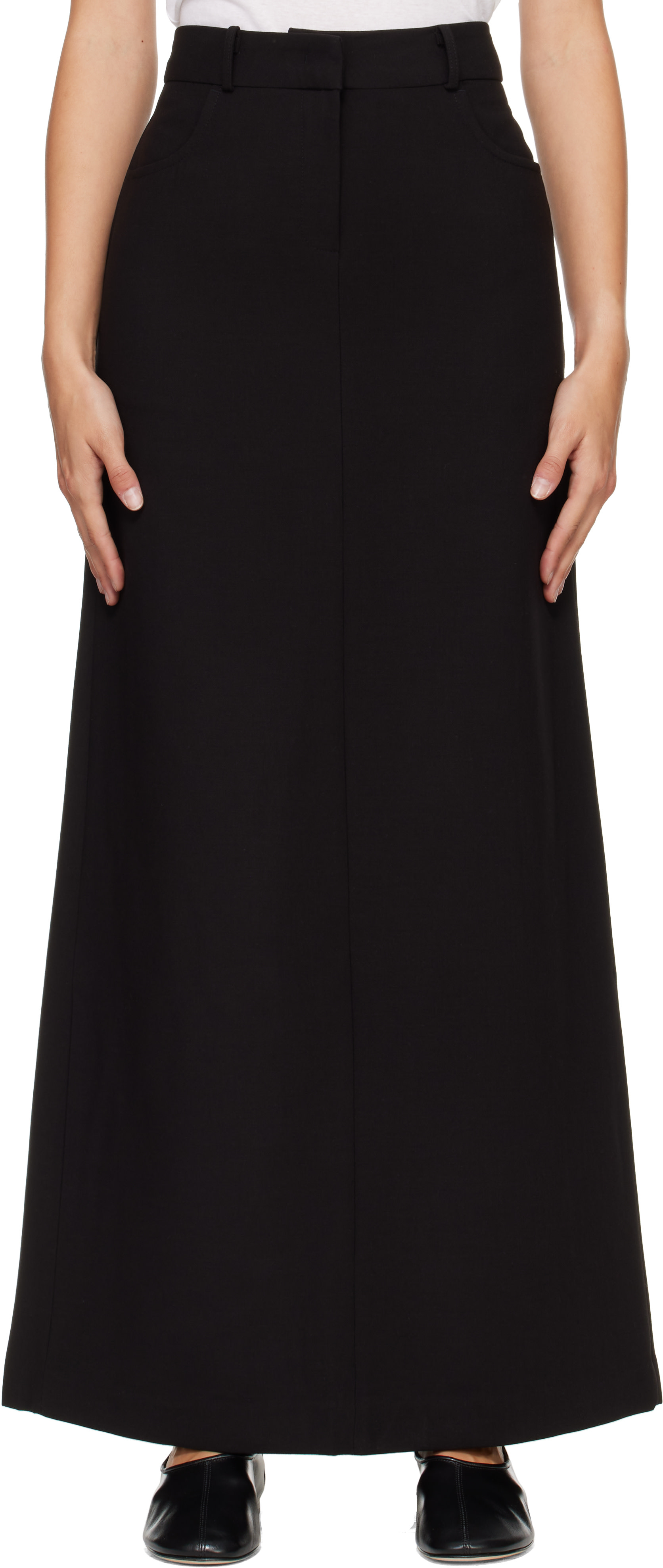 The Frankie Shop: Black Malvo Pencil Maxi Skirt | SSENSE Canada