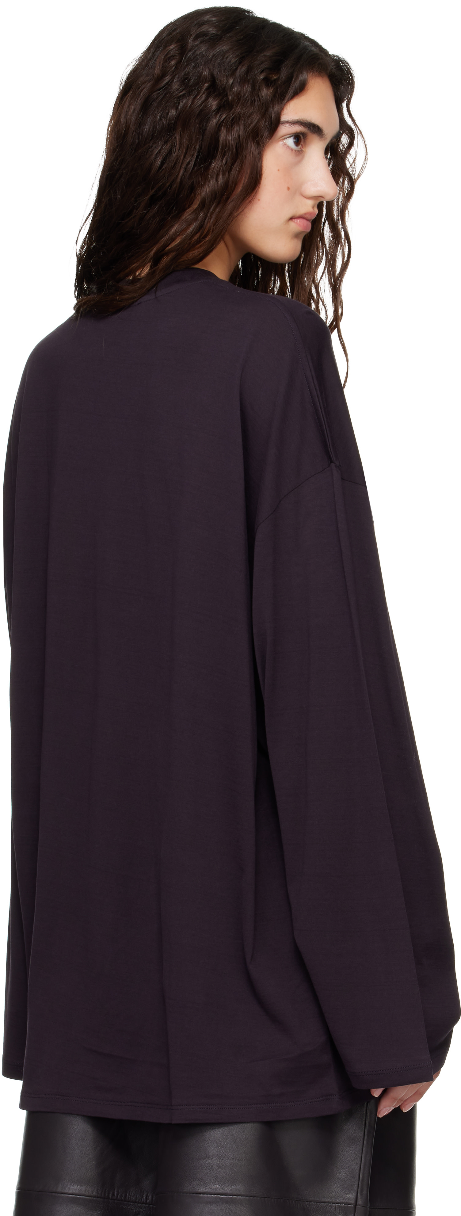 リオページ The Frankie Shop: Purple Rio Oversized Sleeve Long Sleeve T-shirt