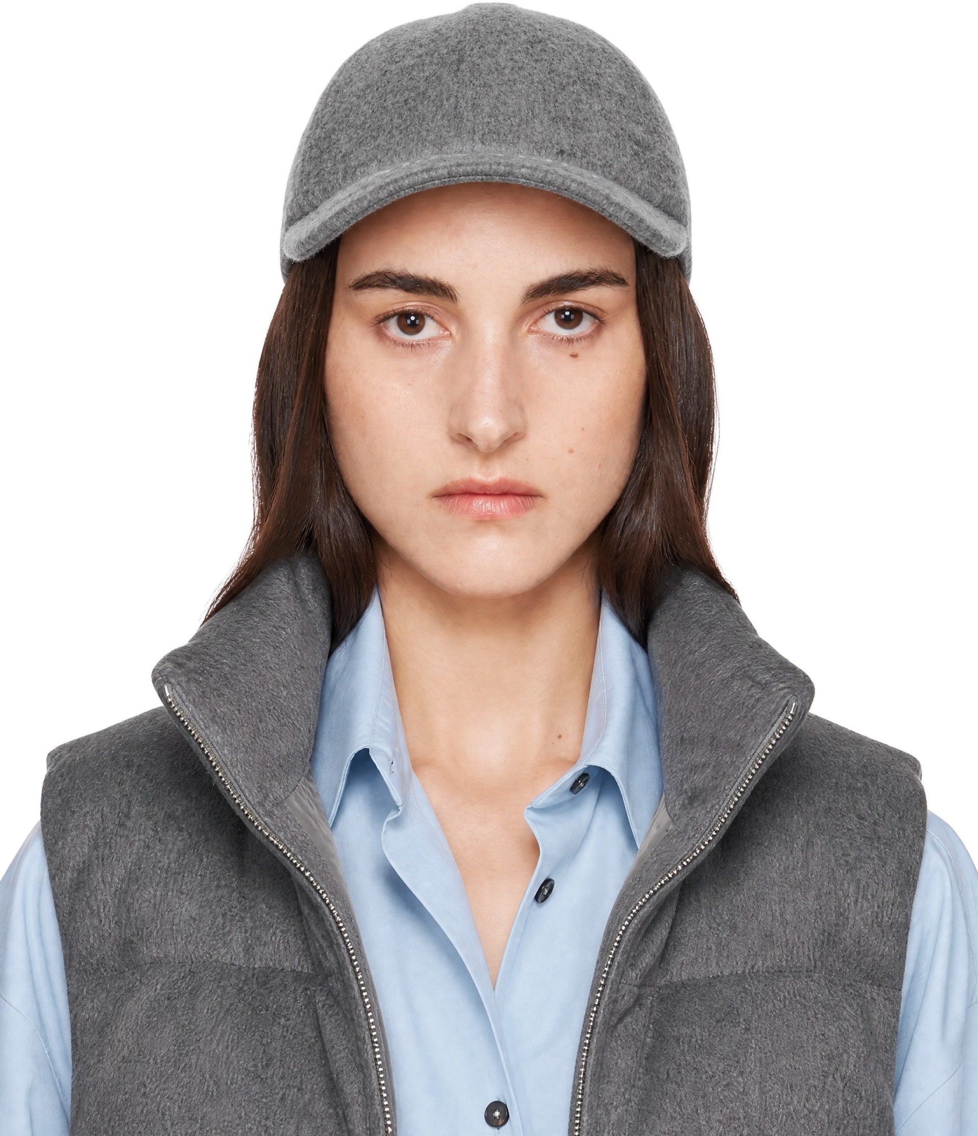 Max Mara - Casquette Lancia grise à logo brodé