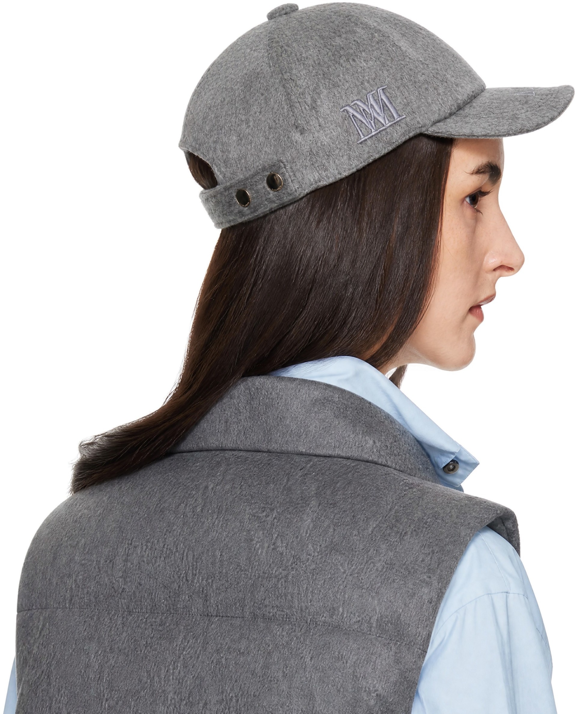 Max Mara - Gray Lancia Embroidered Logo Cap