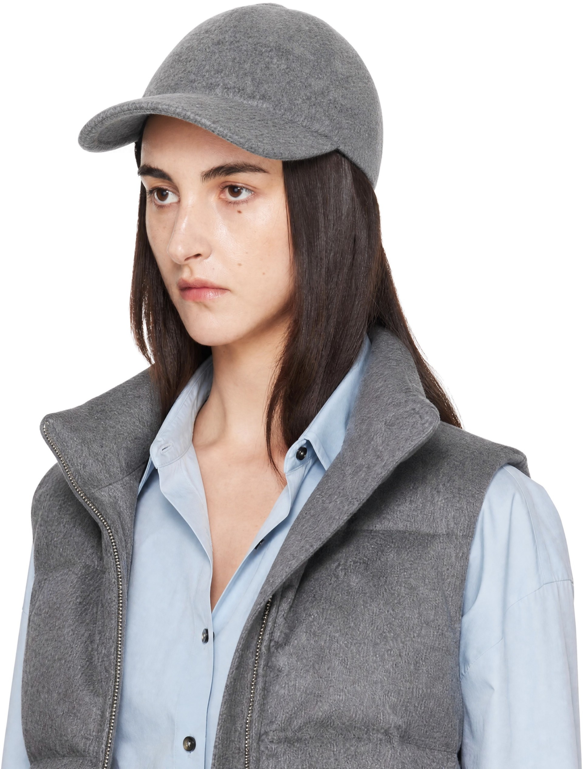 Max Mara - Casquette Lancia grise à logo brodé