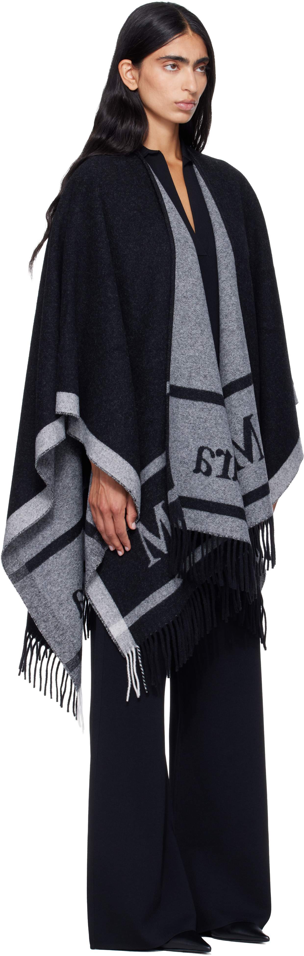 Max Mara: ブラック Hildestole ショール | SSENSE 日本