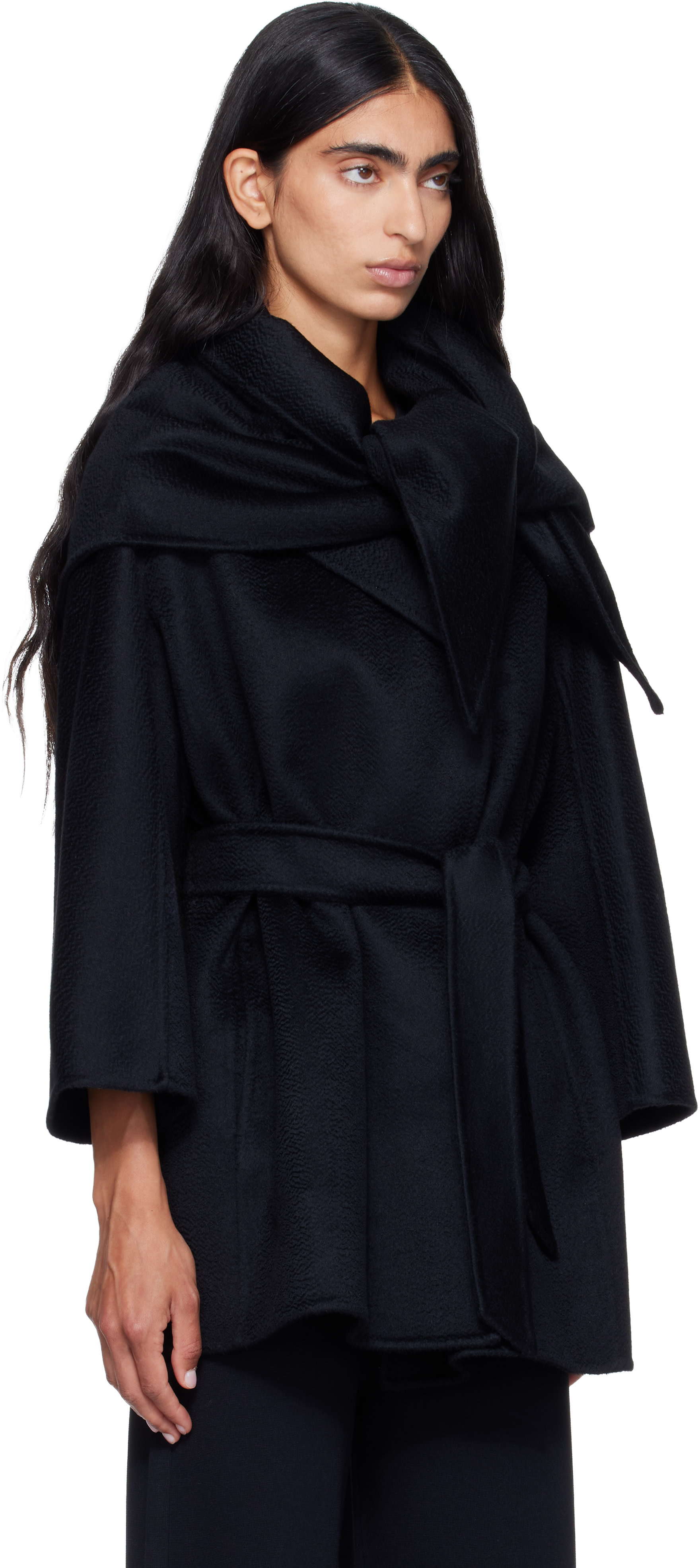 Max Mara: ブラック Detto カシミヤ コート | SSENSE 日本