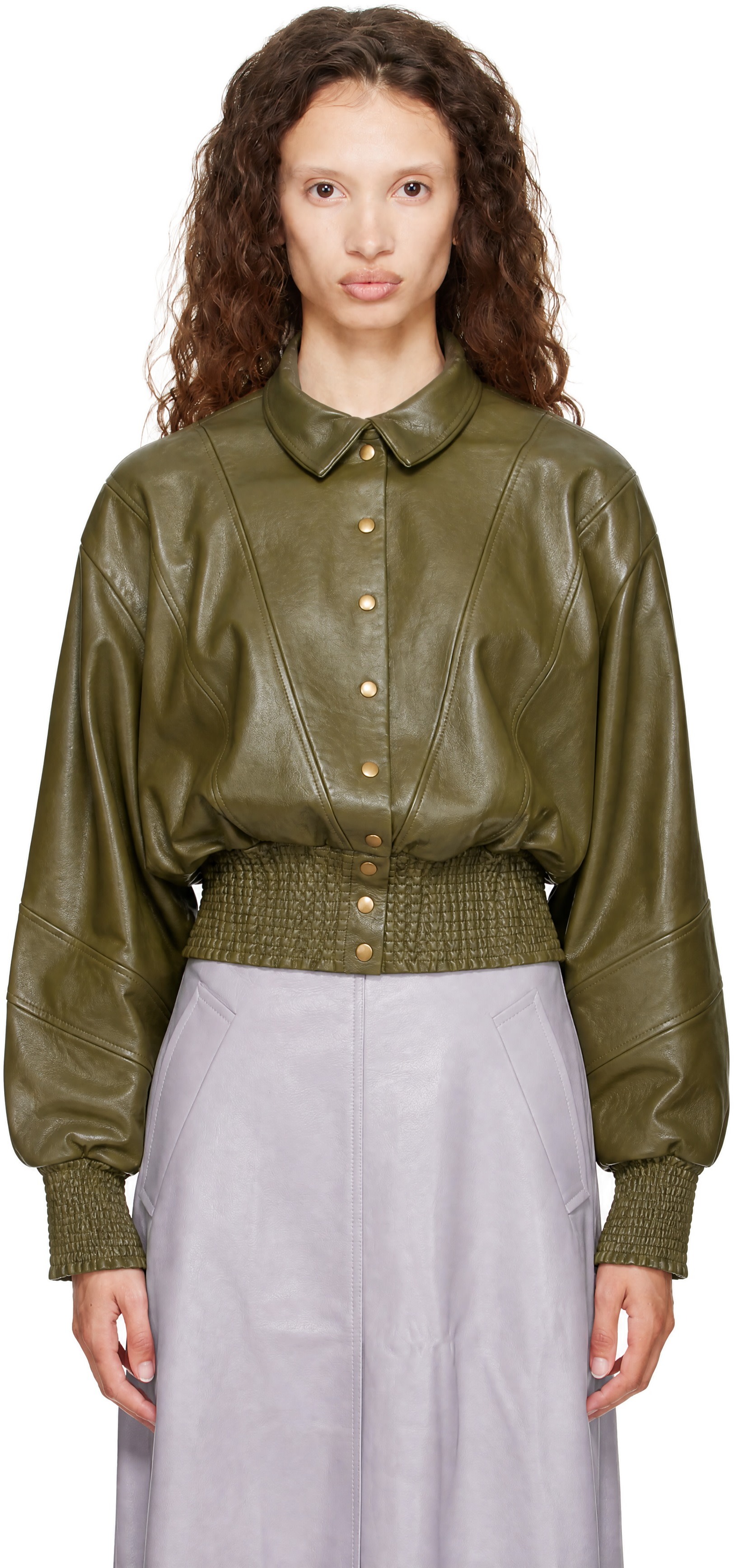 Nicklas Skovgaard - Blouson Sandy vert en cuir