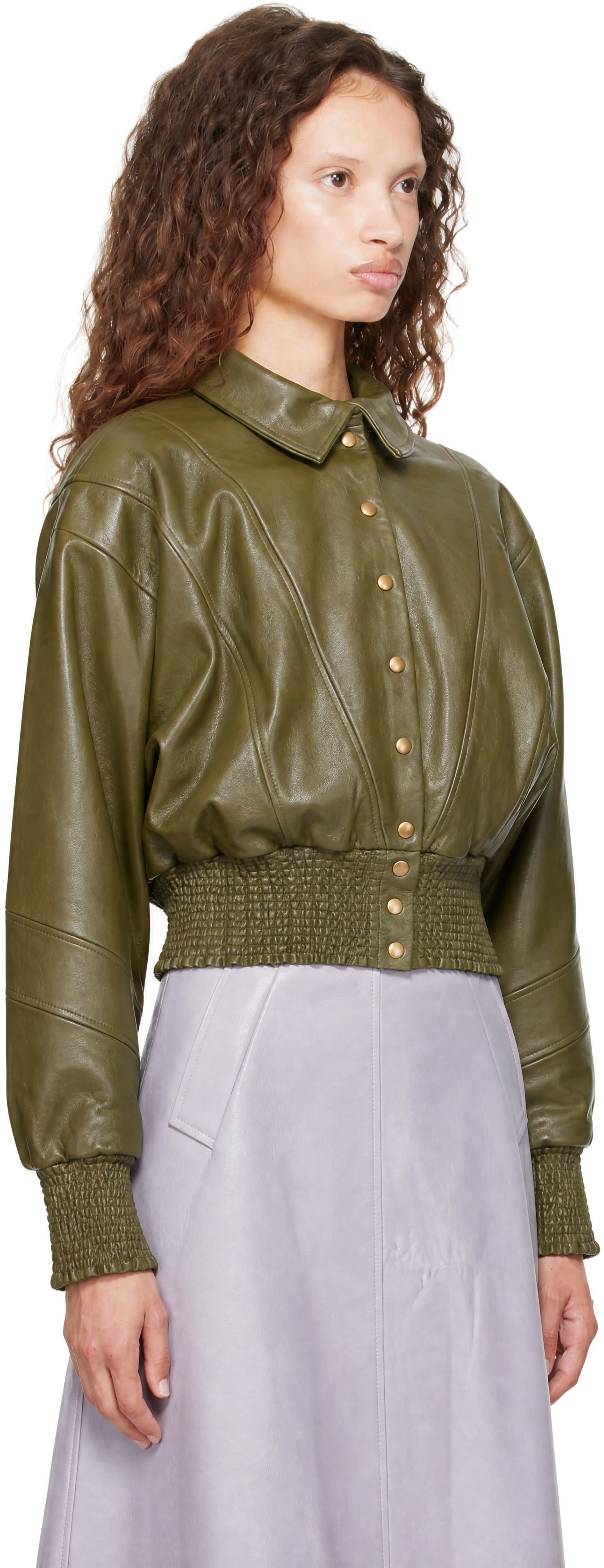 Nicklas Skovgaard - Blouson Sandy vert en cuir