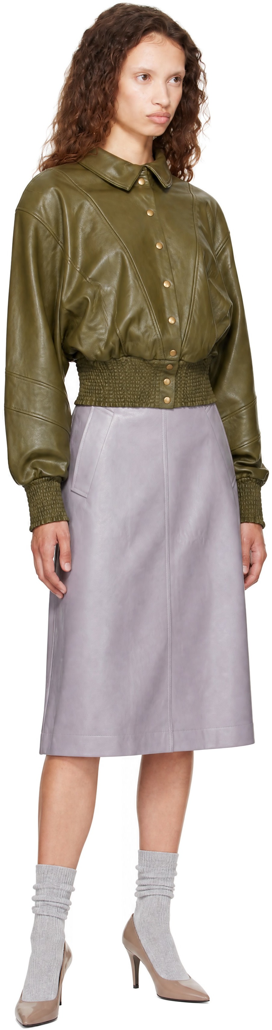 Nicklas Skovgaard - Blouson Sandy vert en cuir