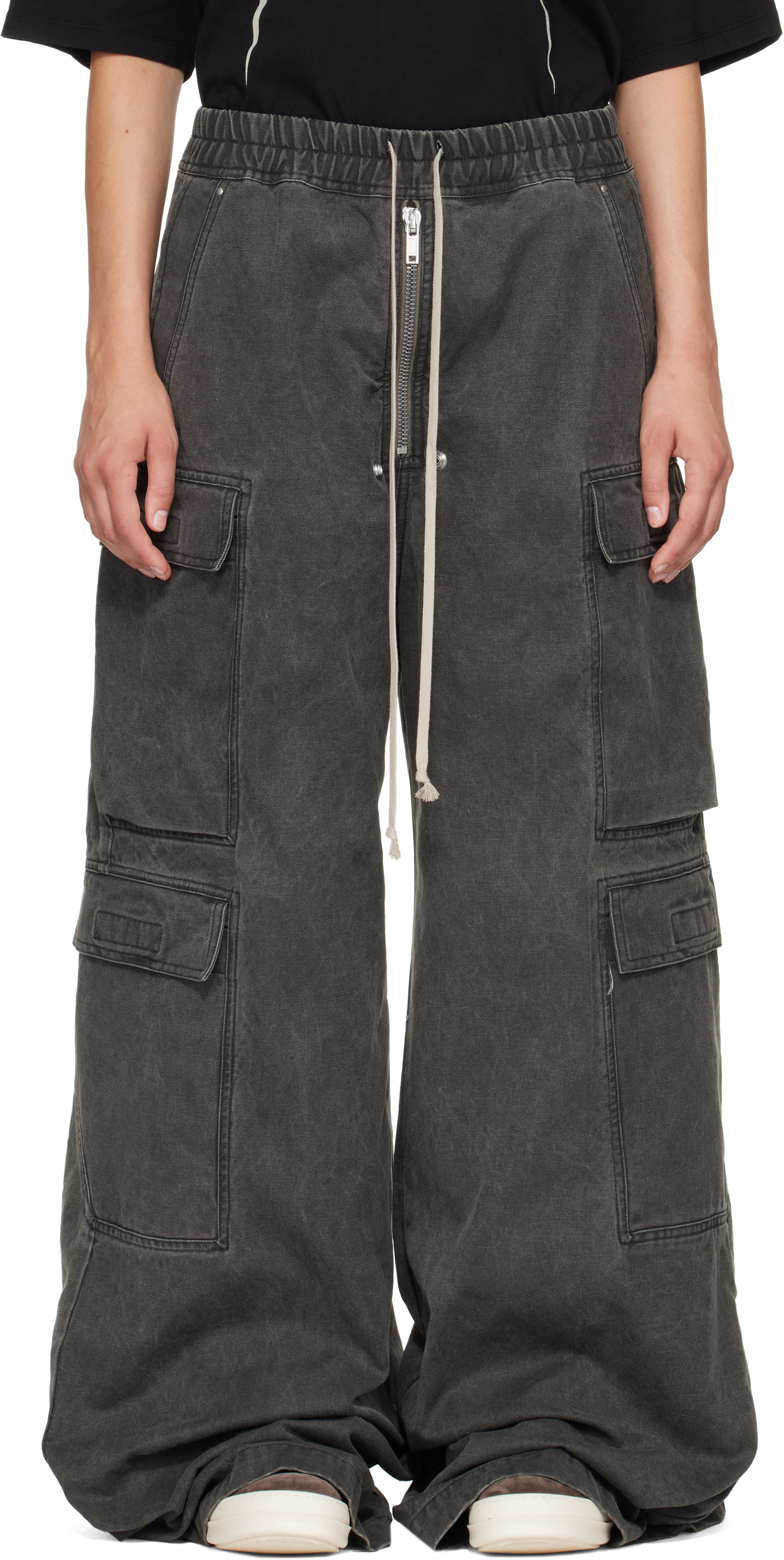 Rick Owens DRKSHDW: Black Tower Double Cargo Jumbo Belas Pants