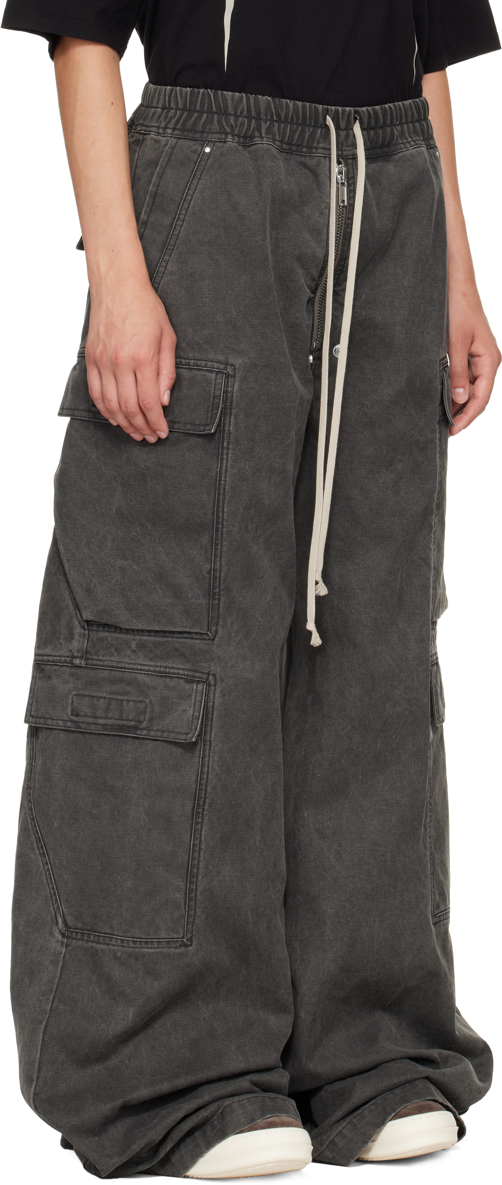 Rick Owens DRKSHDW: Black Tower Double Cargo Jumbo Belas Pants