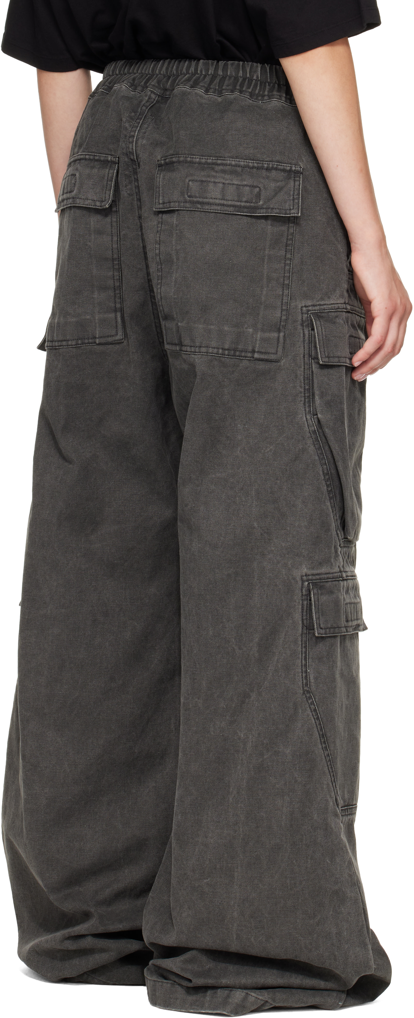 Rick Owens DRKSHDW: Black Tower Double Cargo Jumbo Belas Pants