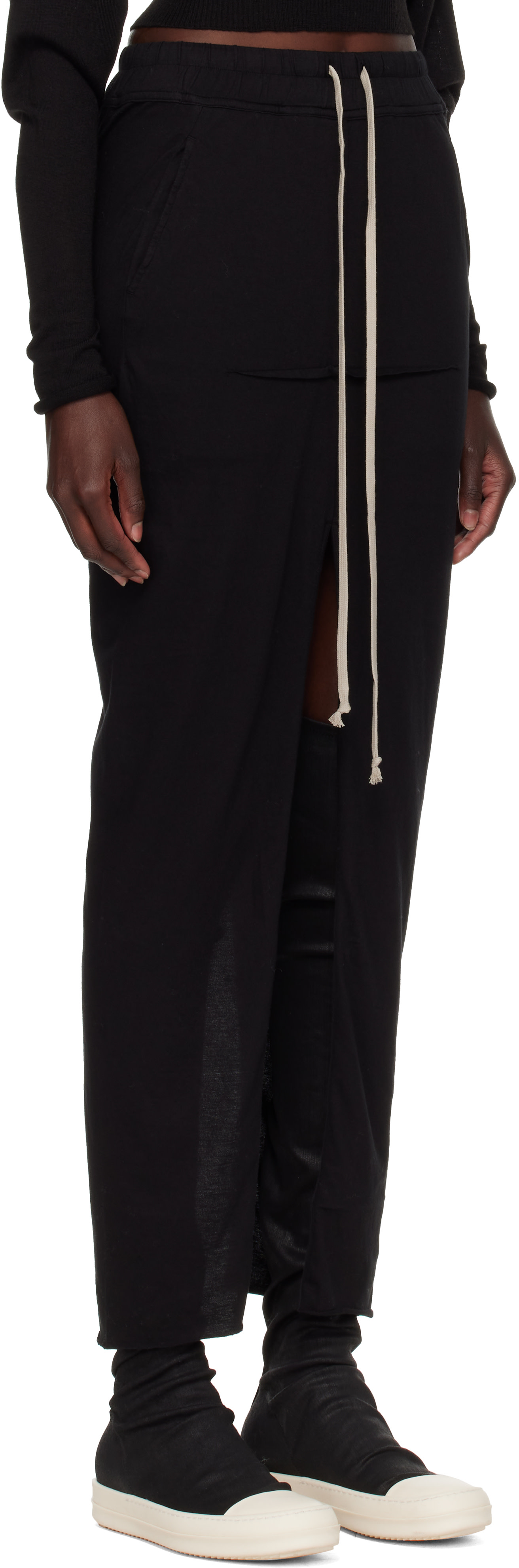Rick Owens DRKSHDW: Black Tower Pull On Sliced Pillar Maxi Skirt