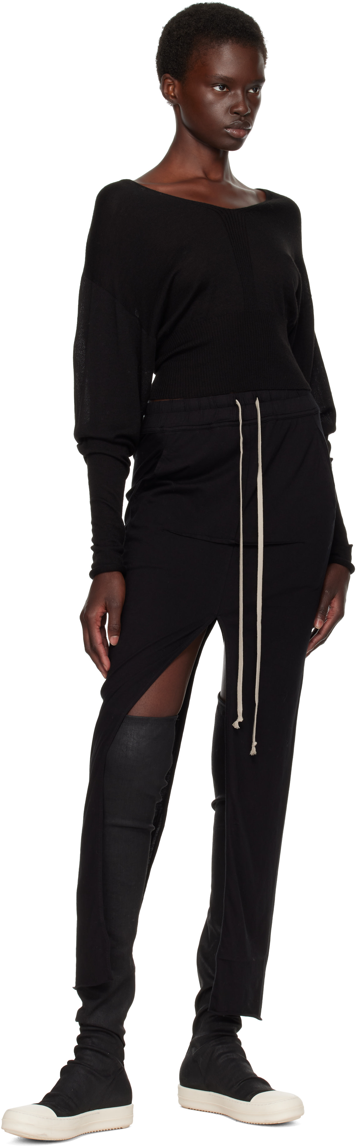 Rick Owens DRKSHDW: Black Tower Pull On Sliced Pillar Maxi Skirt