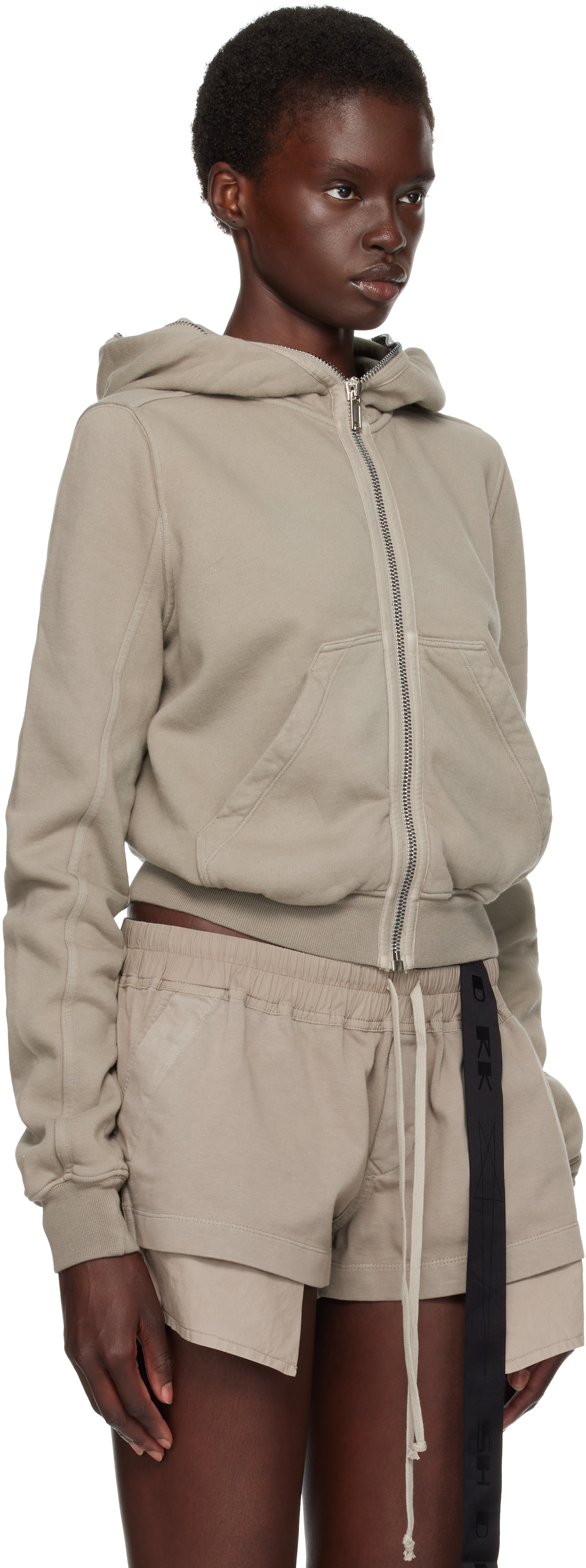 Rick Owens DRKSHDW - Pull à capuche écourté gris - Tower