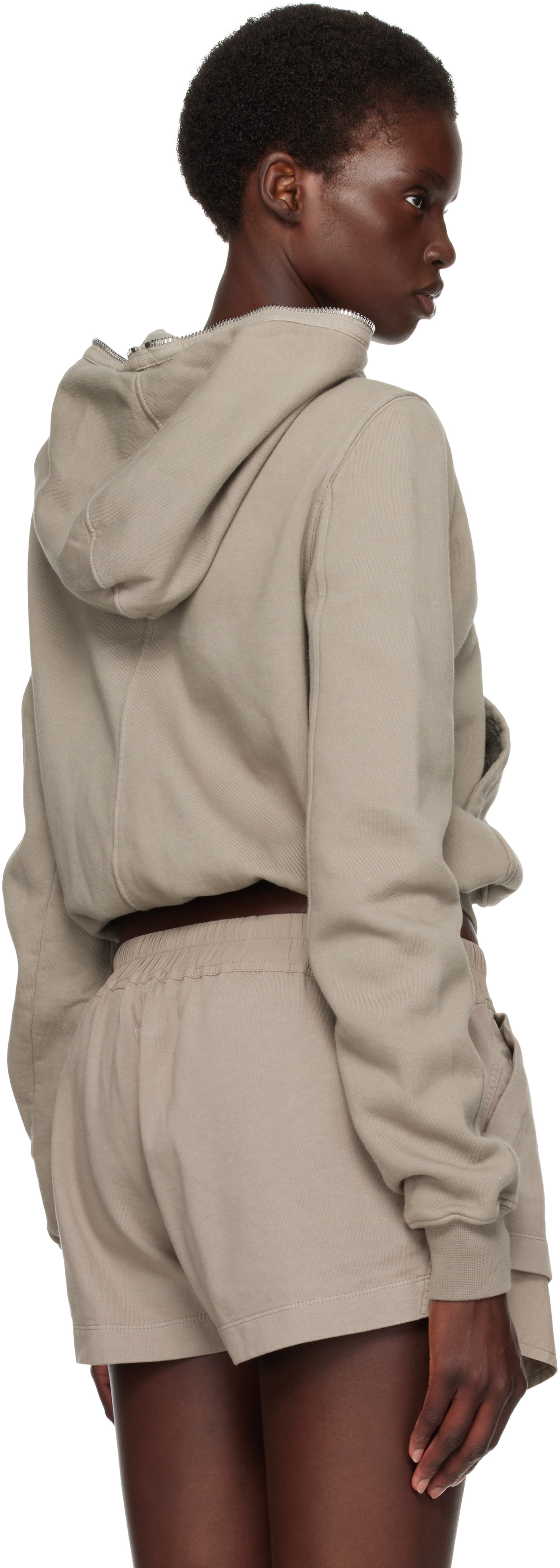 Rick Owens DRKSHDW - Pull à capuche écourté gris - Tower
