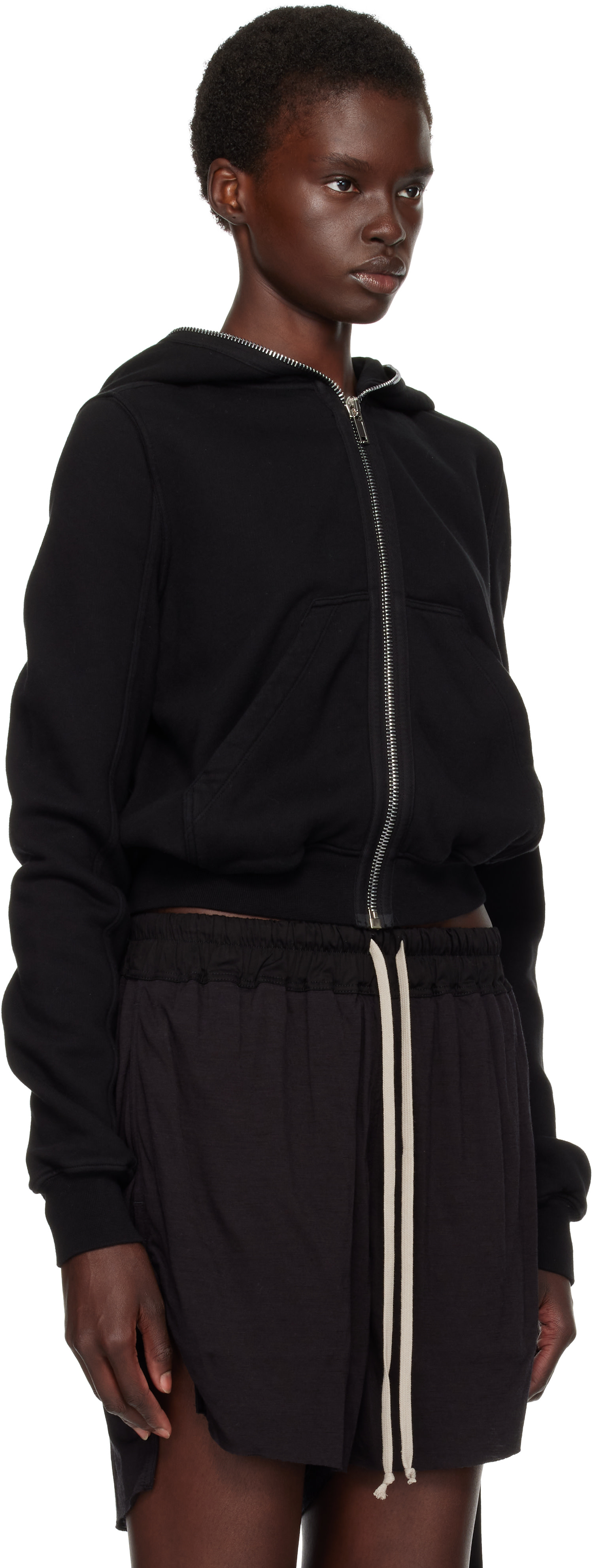 Rick Owens DRKSHDW - Pull à capuche écourté noir - Tower