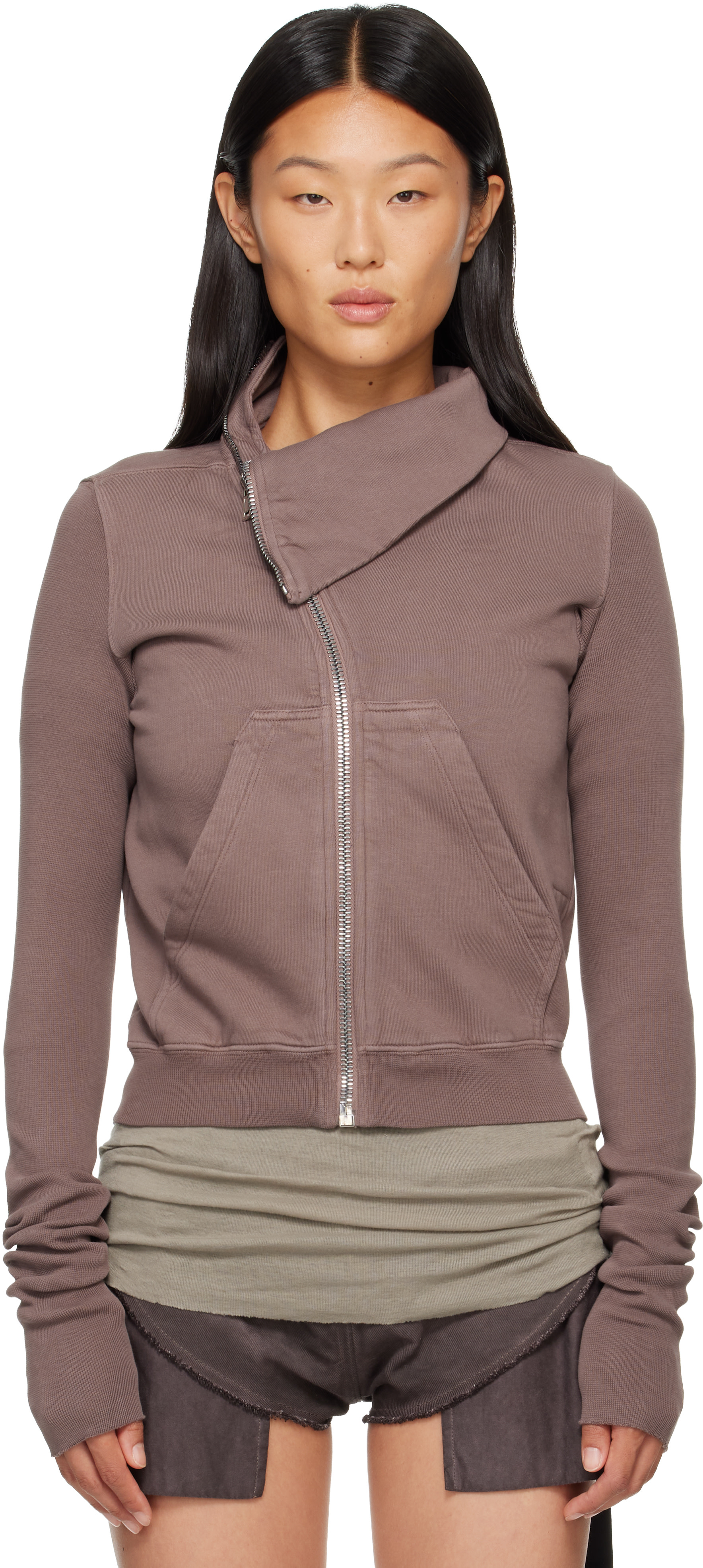 Rick Owens DRKSHDW: Taupe Tower Mountain Sweat Jacket | SSENSE