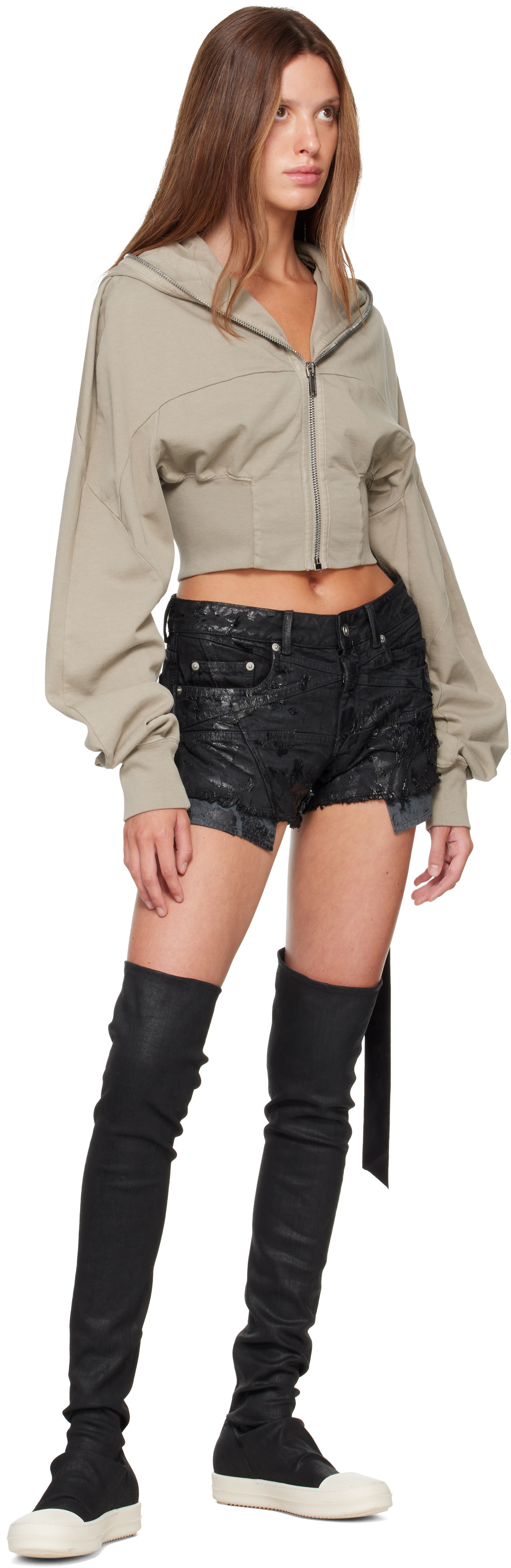 Rick Owens DRKSHDW - Pull à capuche Collage taupe - Tower