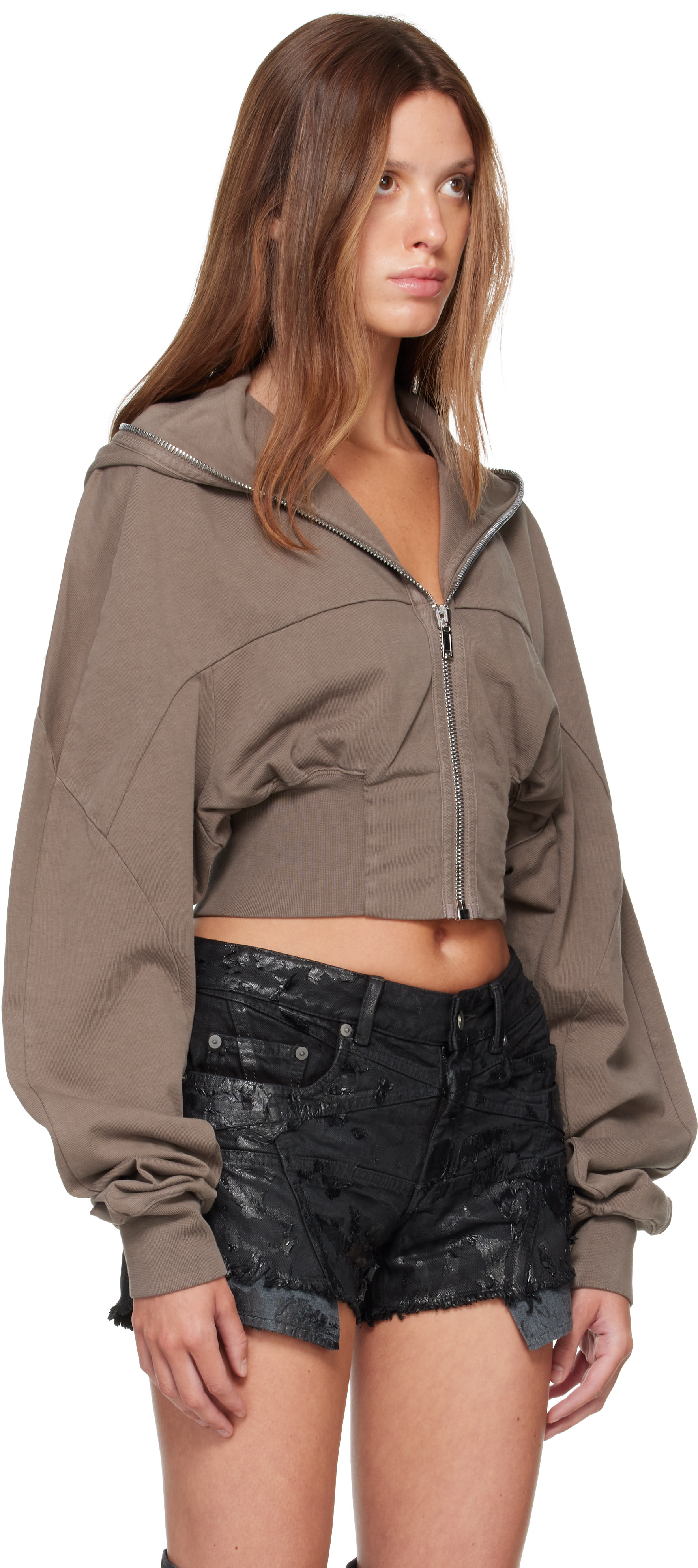 Rick Owens DRKSHDW - Pull à capuche Collage brun - Tower