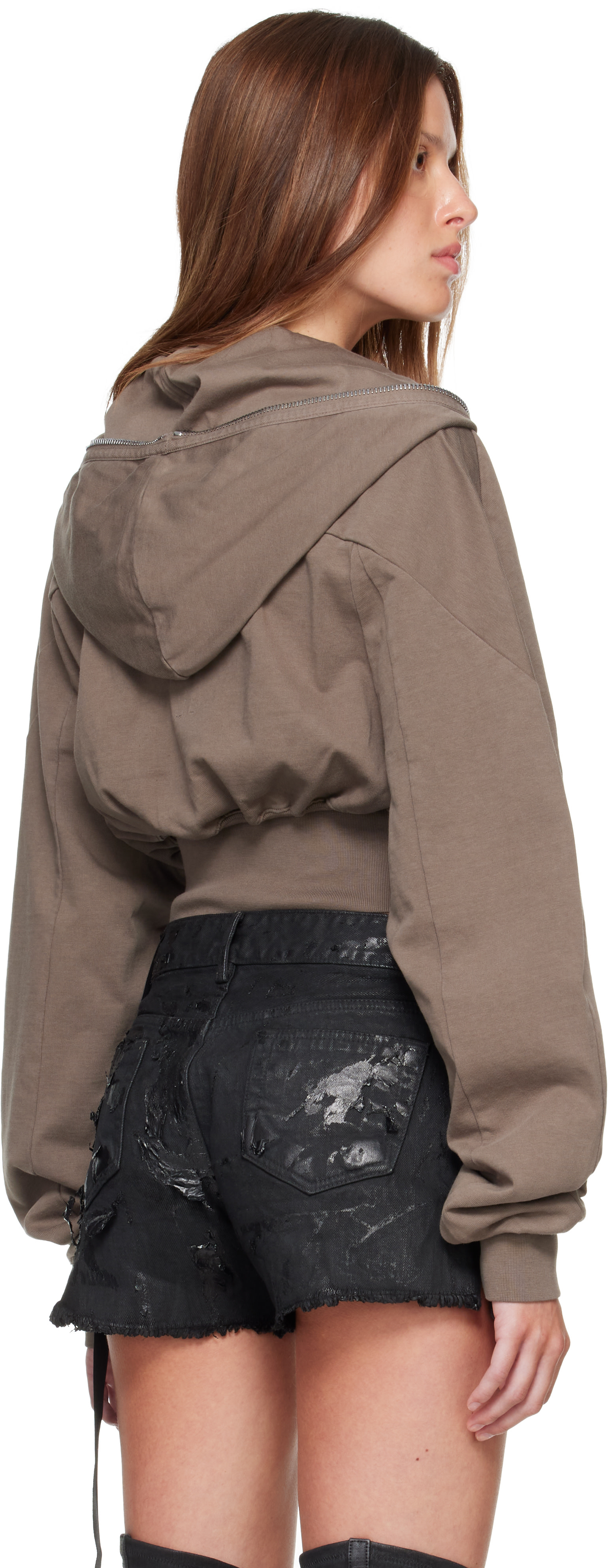 Rick Owens DRKSHDW - Pull à capuche Collage brun - Tower