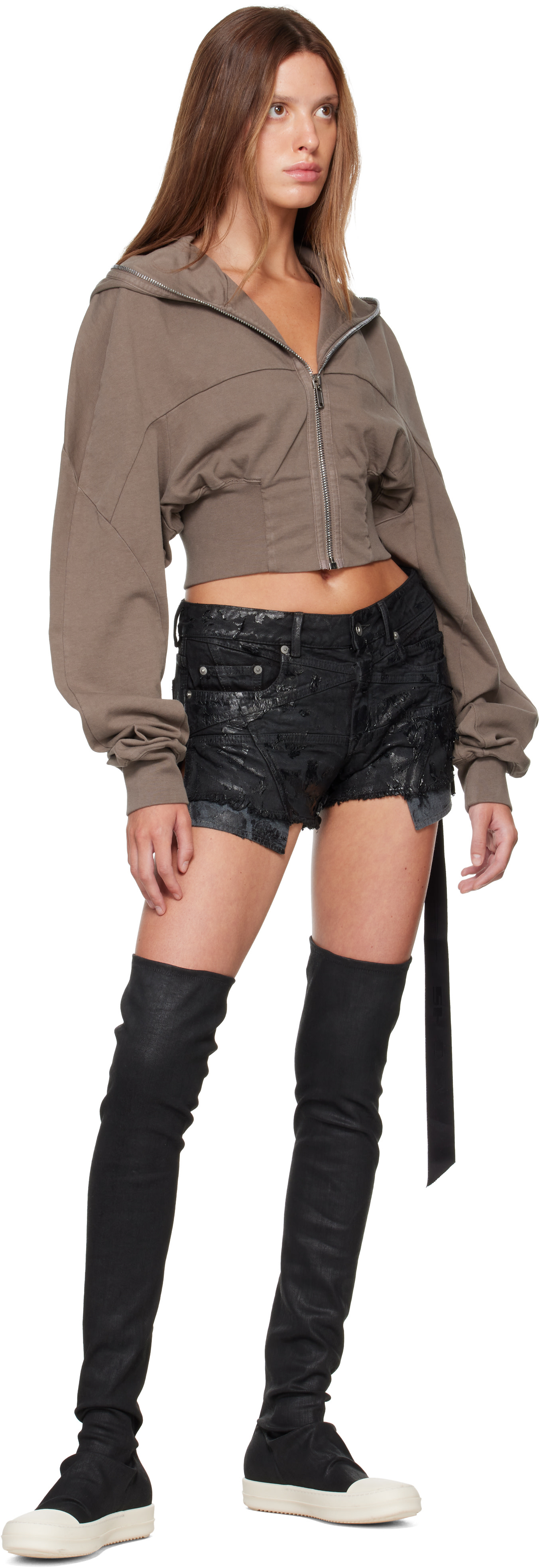 Rick Owens DRKSHDW - Pull à capuche Collage brun - Tower