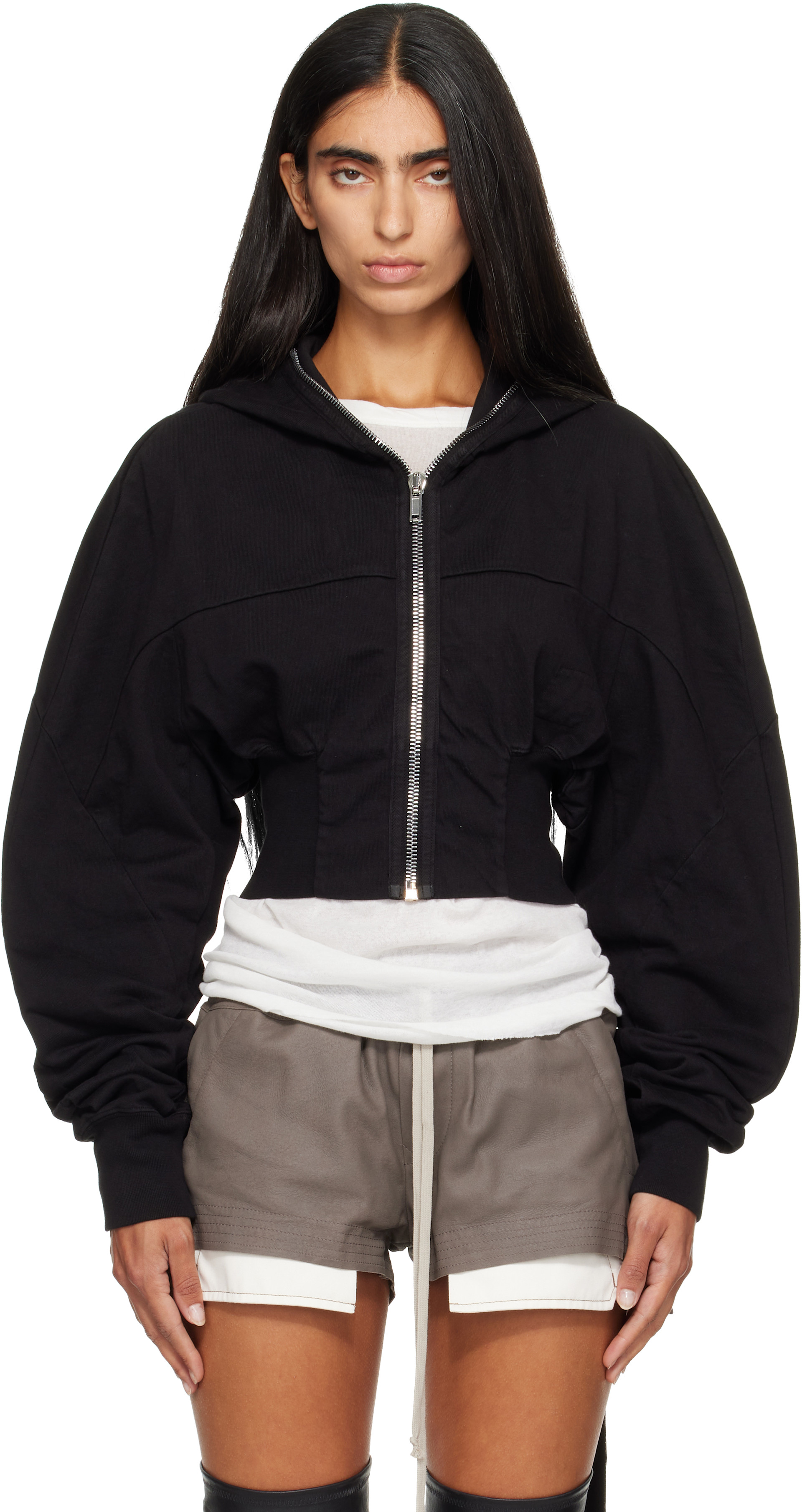 Rick Owens DRKSHDW - Pull à capuche Collage noir - Tower
