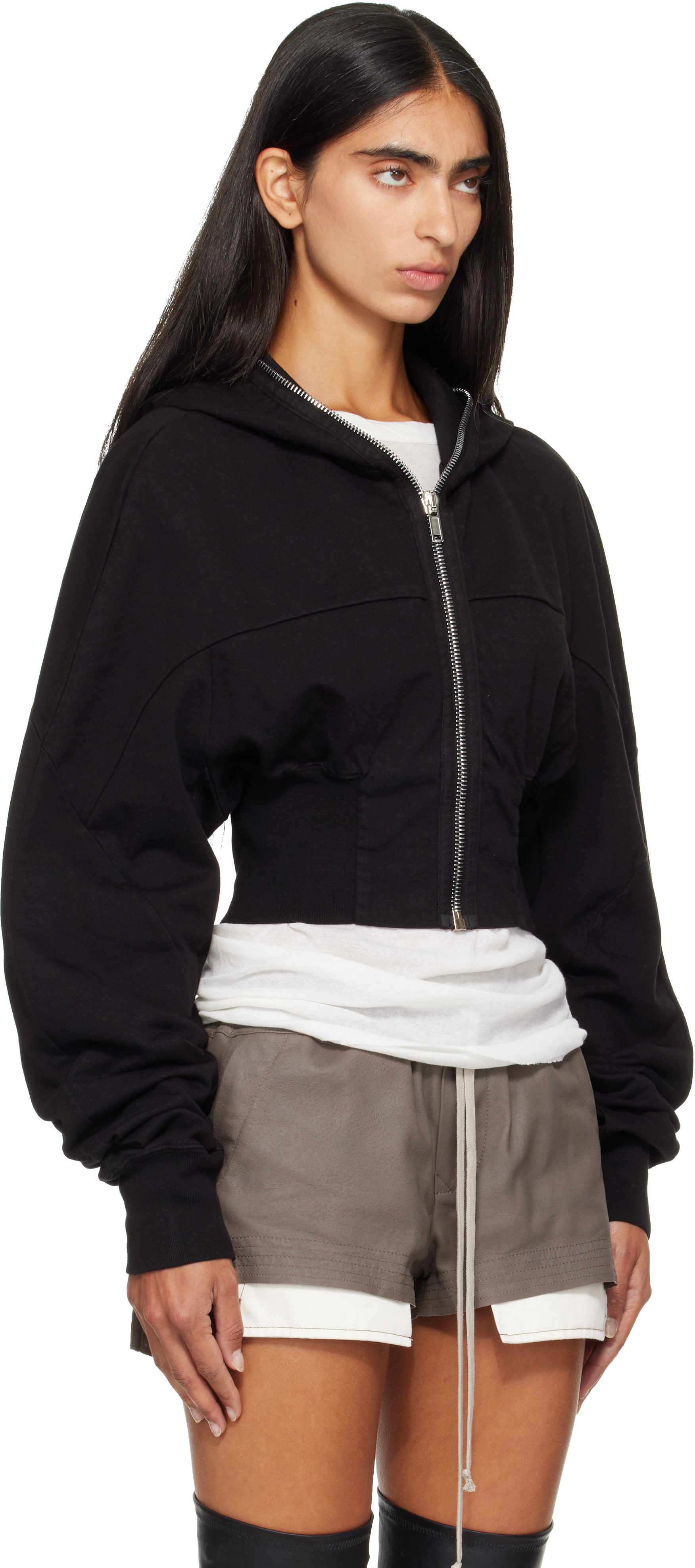 Rick Owens DRKSHDW - Pull à capuche Collage noir - Tower