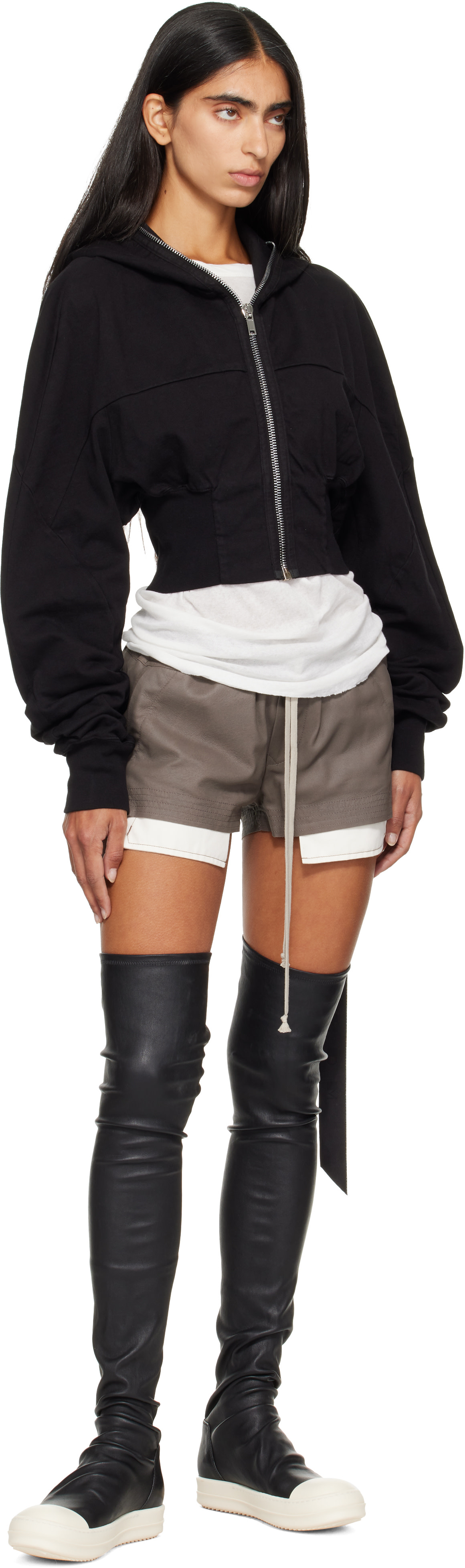 Rick Owens DRKSHDW - Pull à capuche Collage noir - Tower