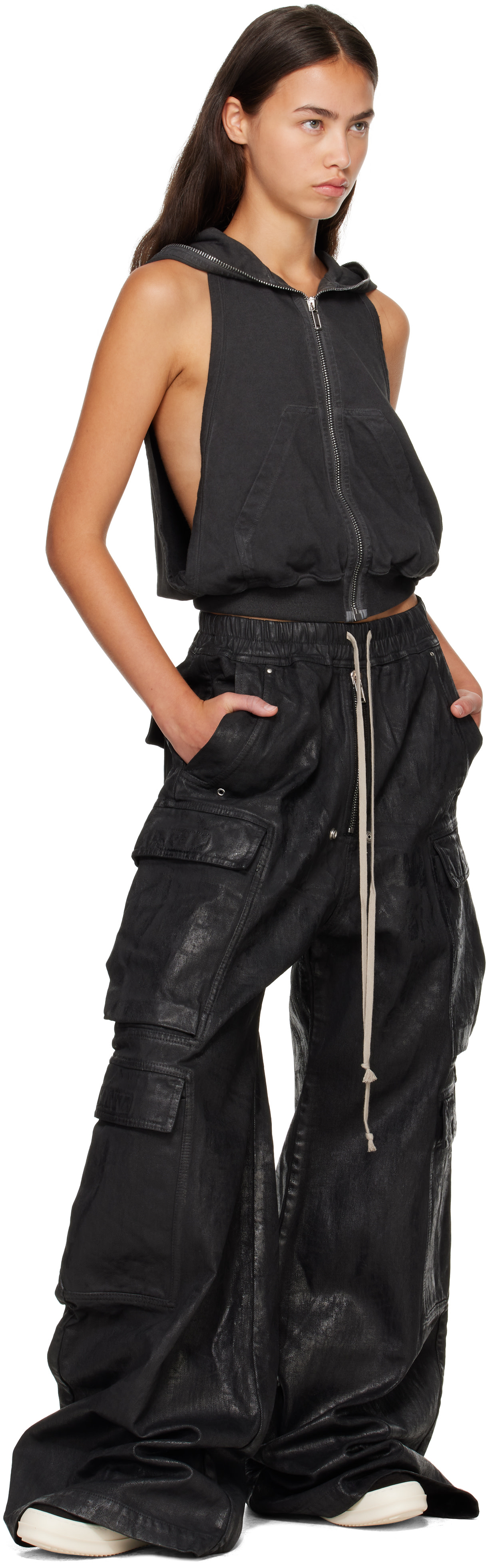 Rick Owens DRKSHDW - Pull à capuche sans manches Cyclops noir - Tower