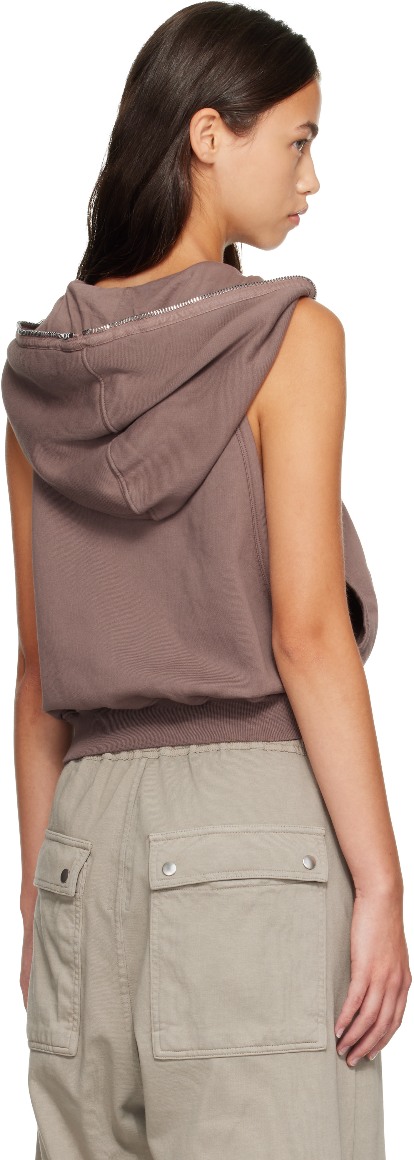 Rick Owens DRKSHDW: Taupe Tower Cyclops SL Hoodie | SSENSE