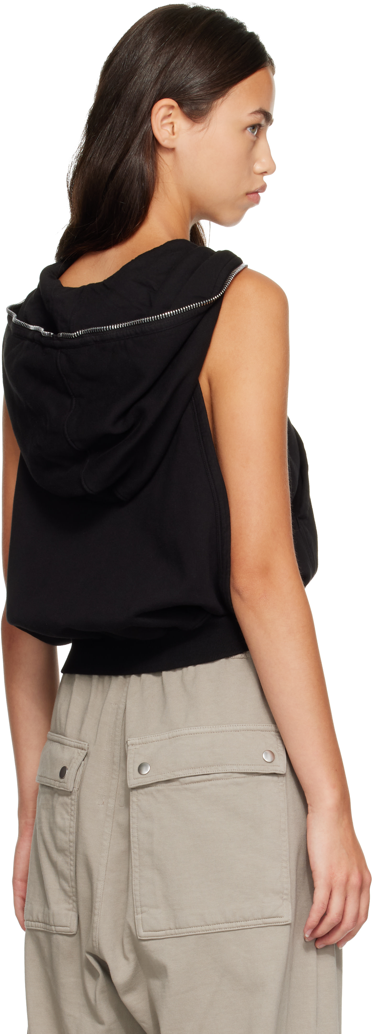 Rick Owens DRKSHDW - Pull à capuche sans manches Cyclops noir - Tower