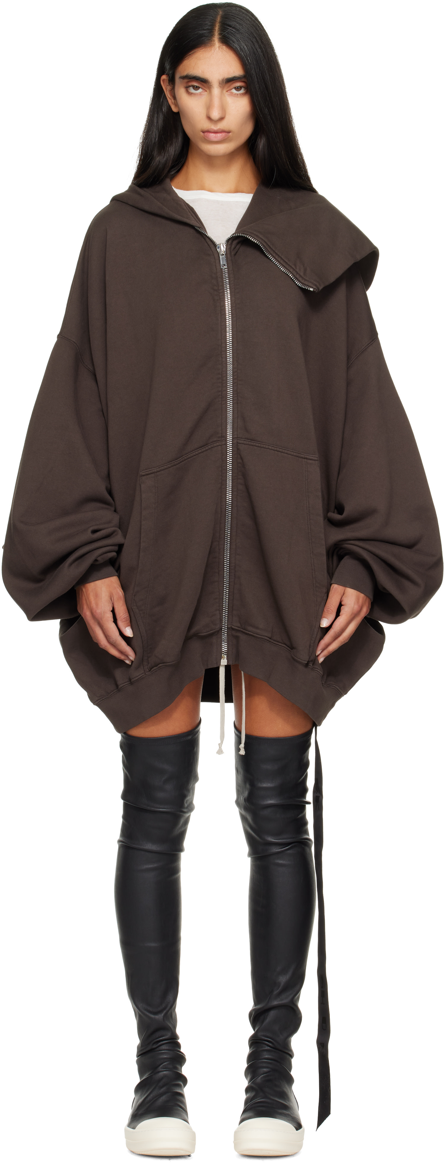 Rick Owens DRKSHDW - Pull à capuche Mountain Hun gris - Tower