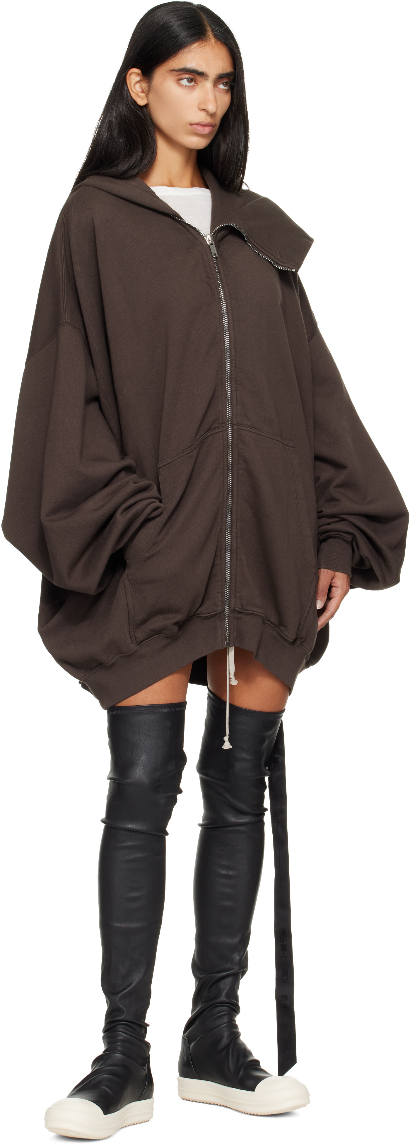 Rick Owens DRKSHDW - Pull à capuche Mountain Hun gris - Tower